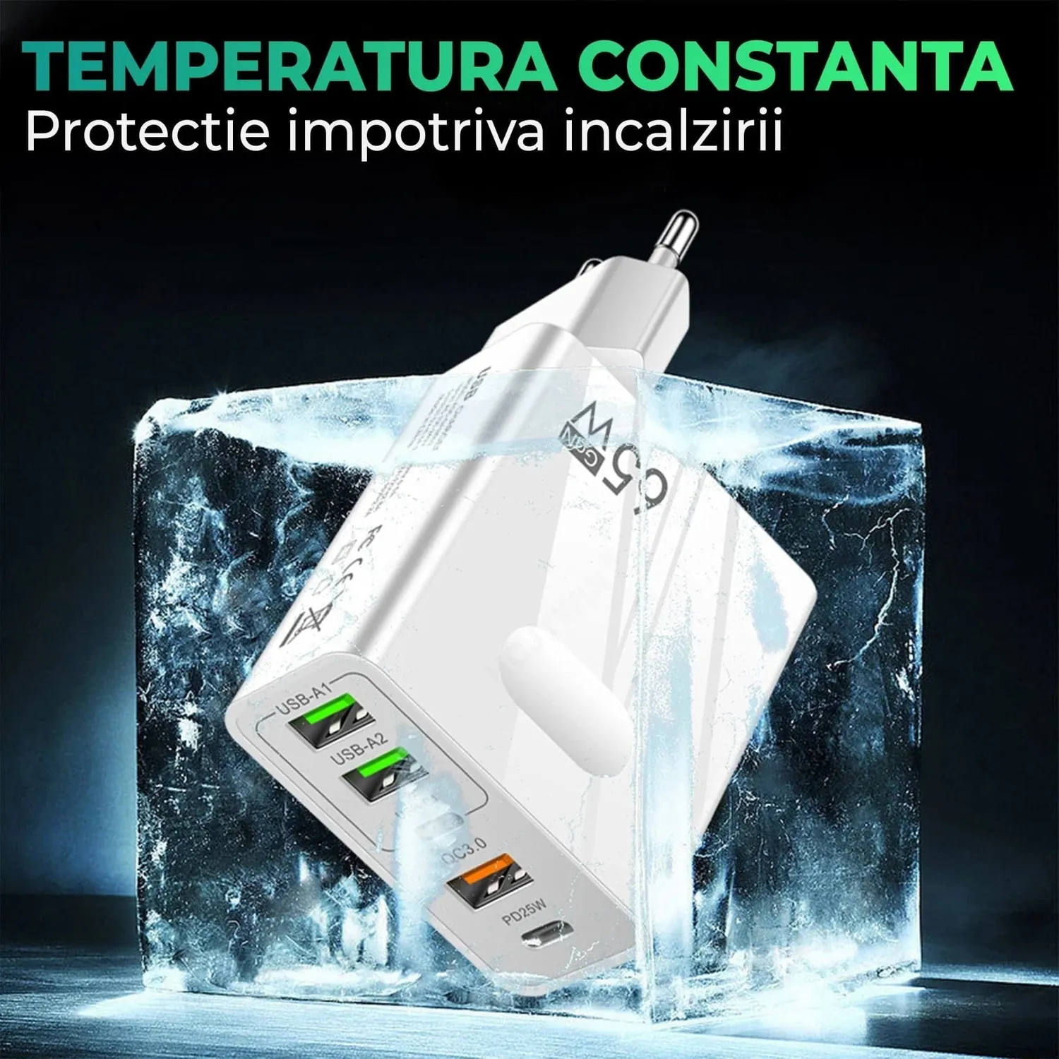 Timebox GS-814-ALB-SET incarcator retea alb 65W rapid 5 porturi