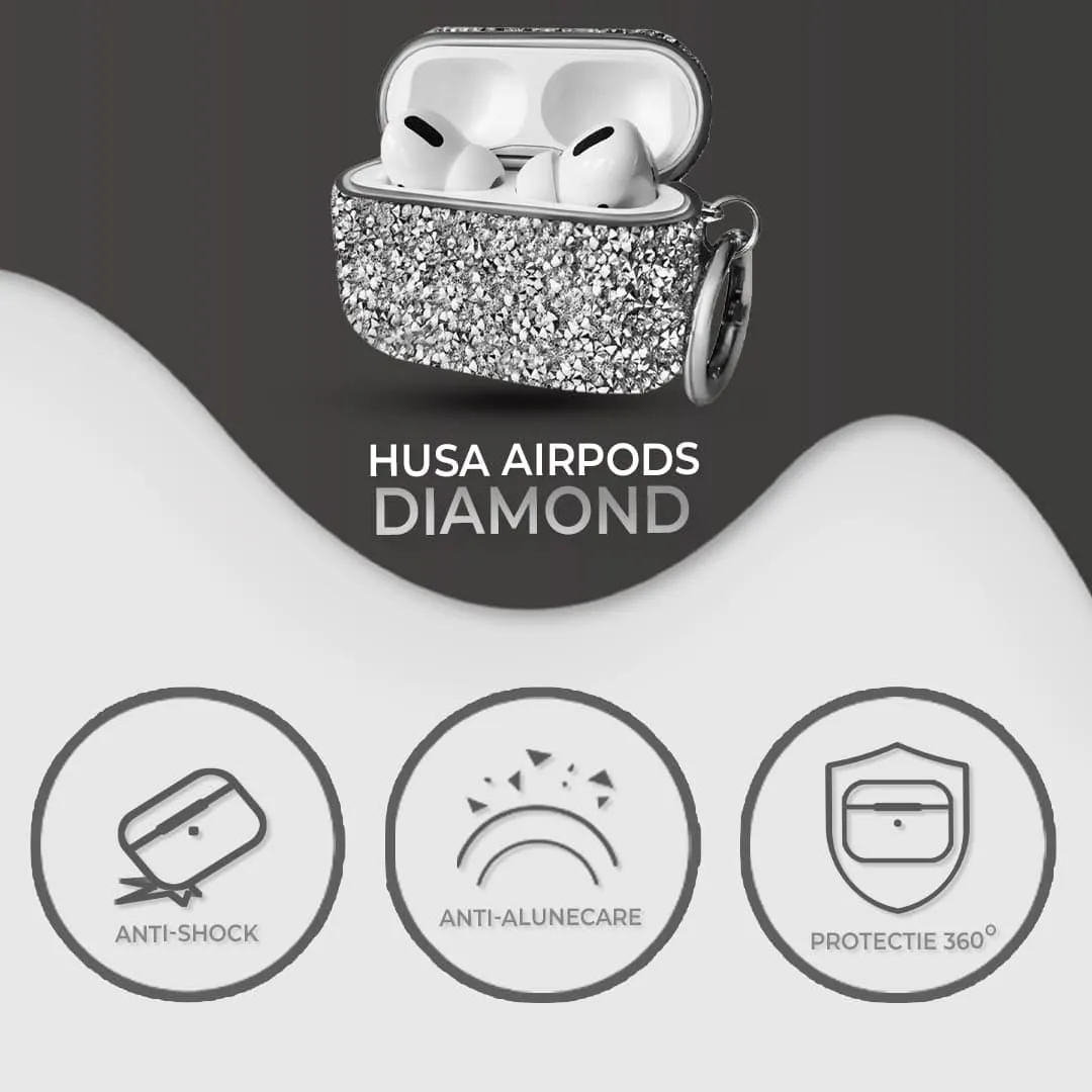 Timebox husă AirPods Pro argintie diamond antișoc