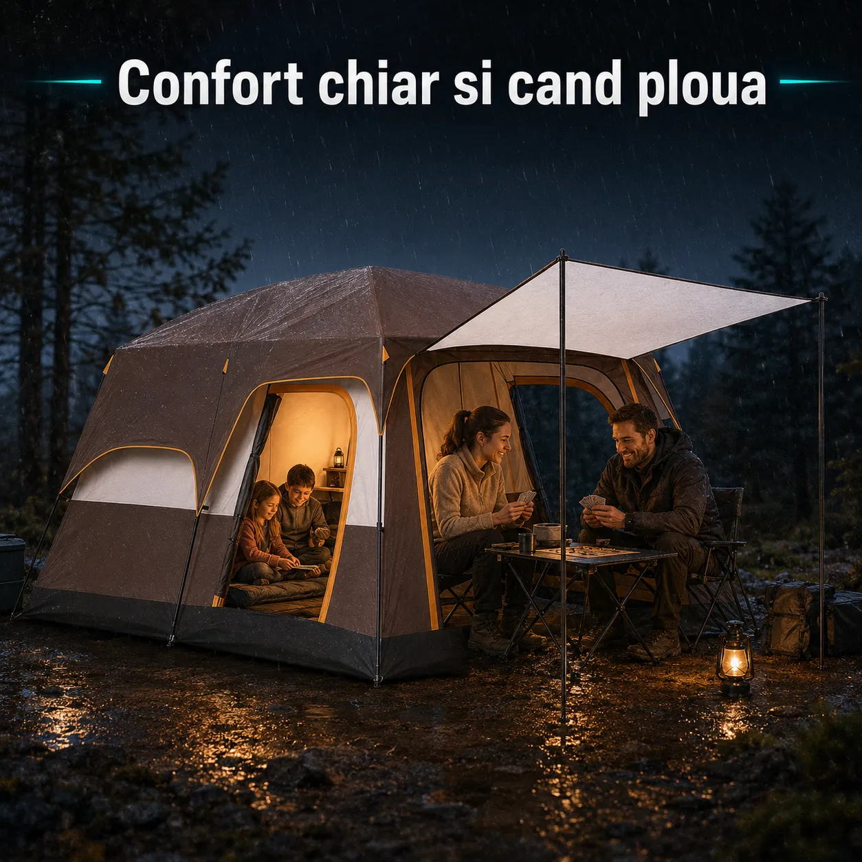 Timebox cort camping 4-6 persoane maro 2 camere terasa