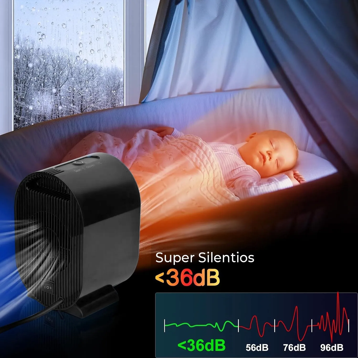Aeroterma Timebox ceramica 1200W neagra