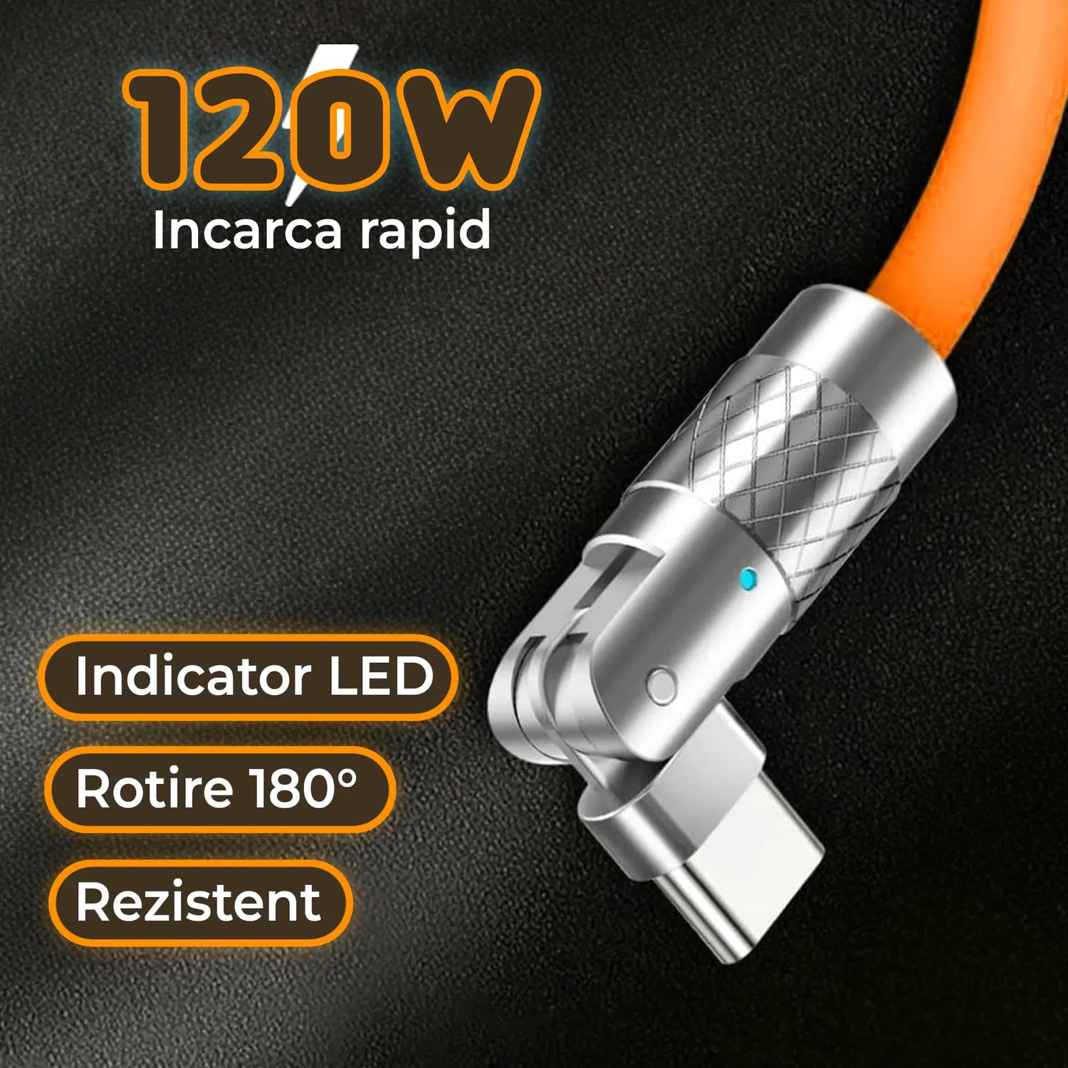 Timebox cablu incarcare rapida 120W 2m portocaliu