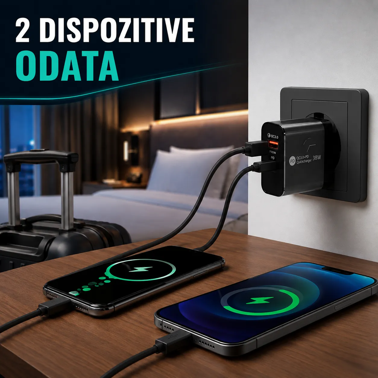 Timebox C 3 încărcător rețea 38W negru 2 porturi rapid