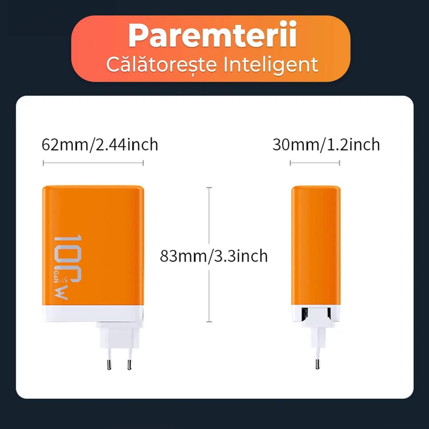 Timebox Încărcător Rețea 100W 4 Porturi Albastru