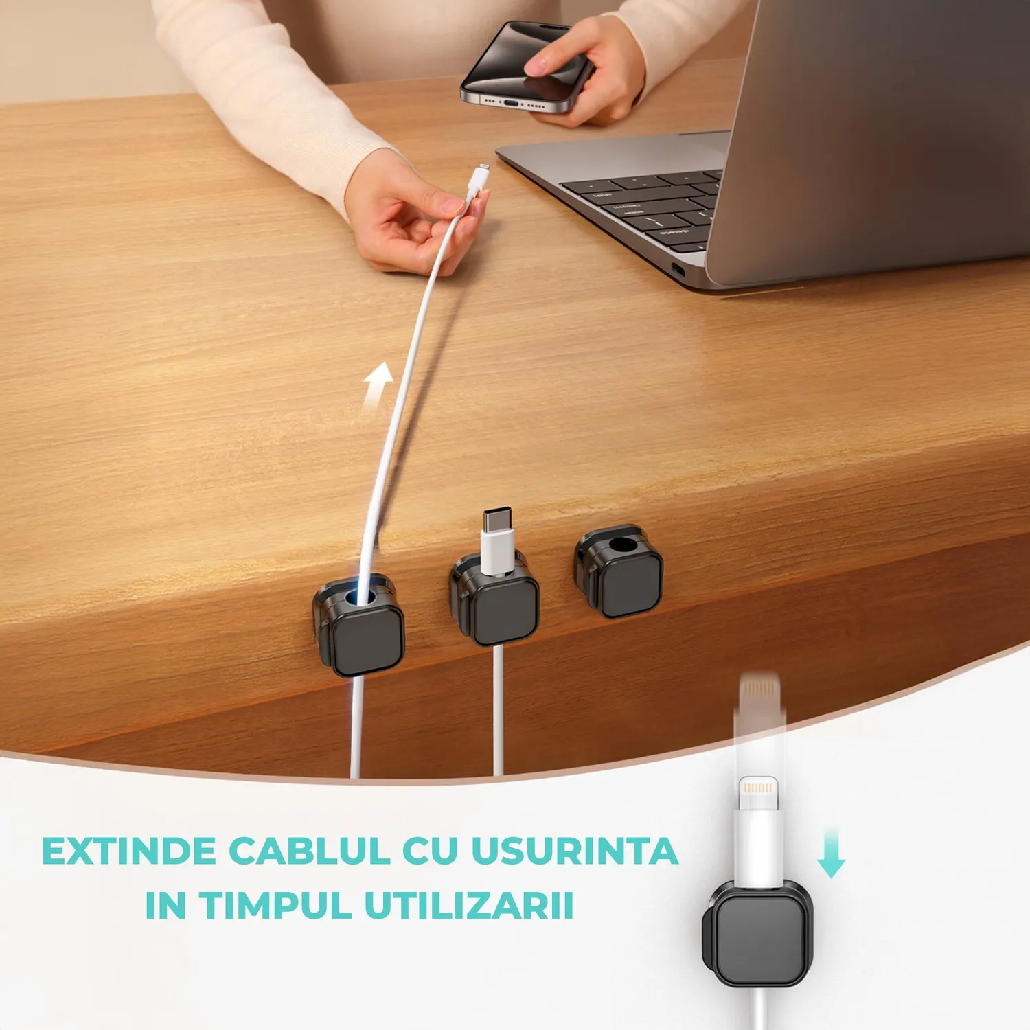 Timebox set 6 clipuri magnetice cablu negre 7,5mm