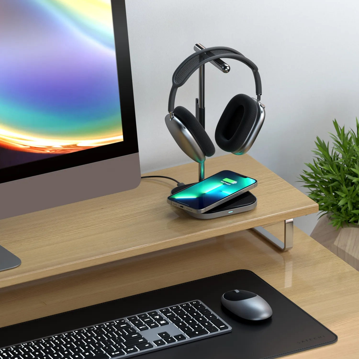 Satechi 2-in-1 stand casti cu incarcator wireless