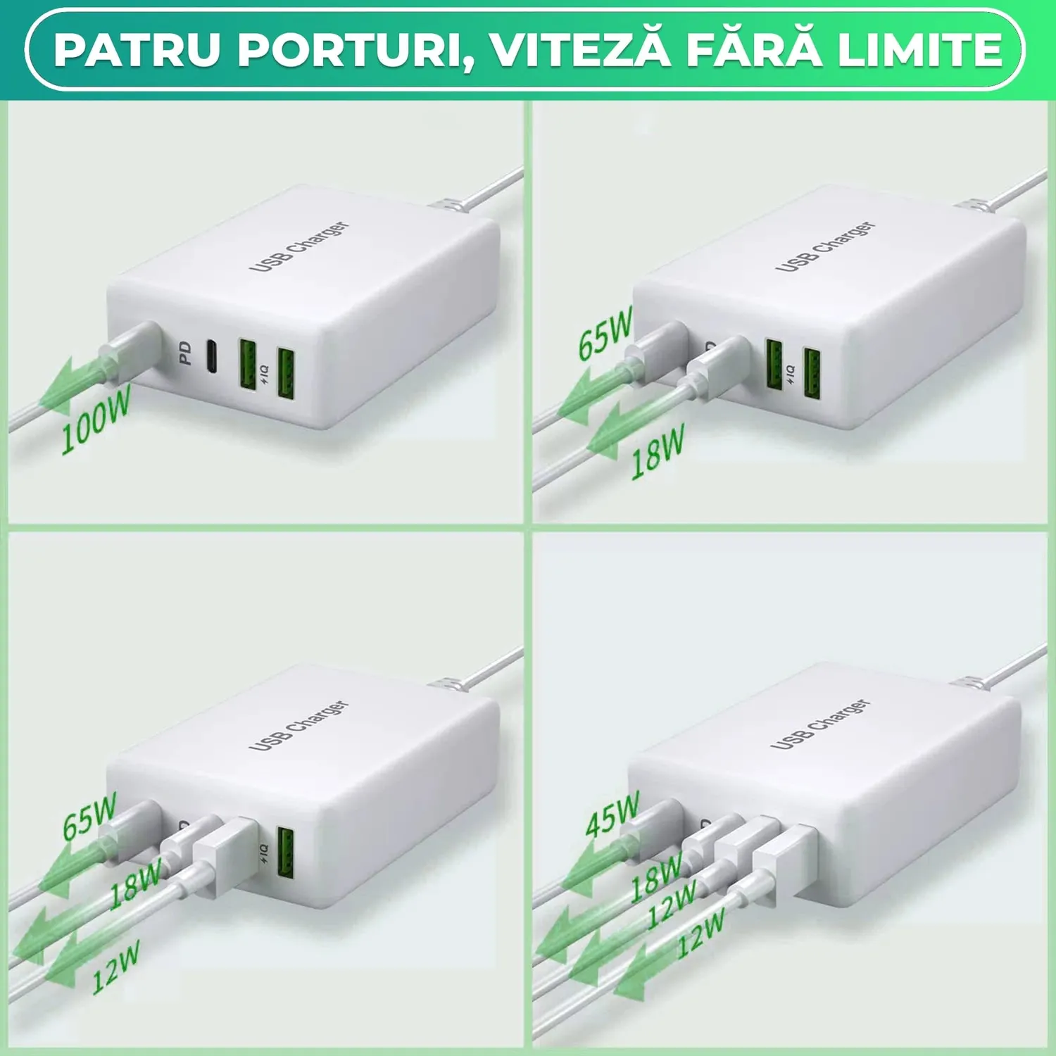 Timebox C3 incarcator retea 100W 4 porturi fast charge