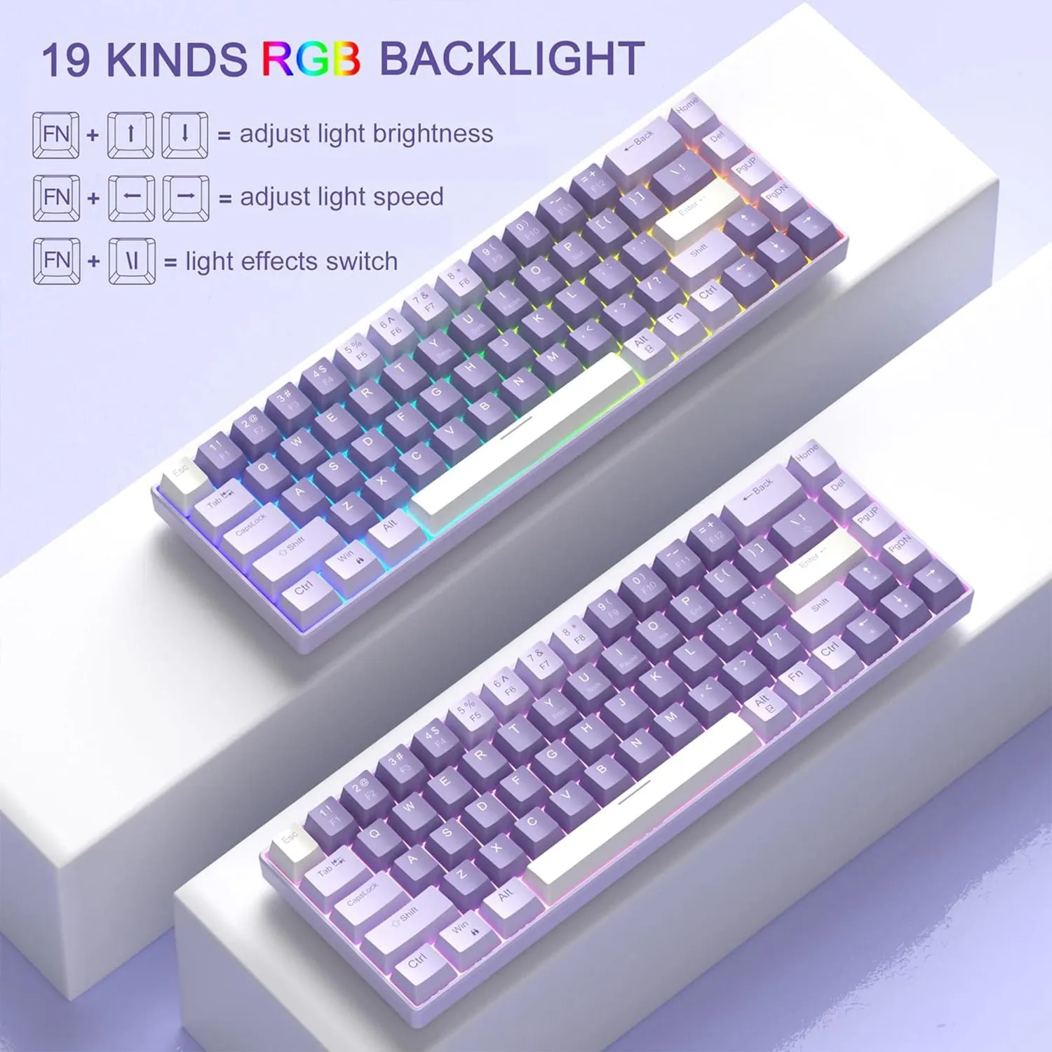 Tastatura gaming Timebox 60% Violet Switch mov