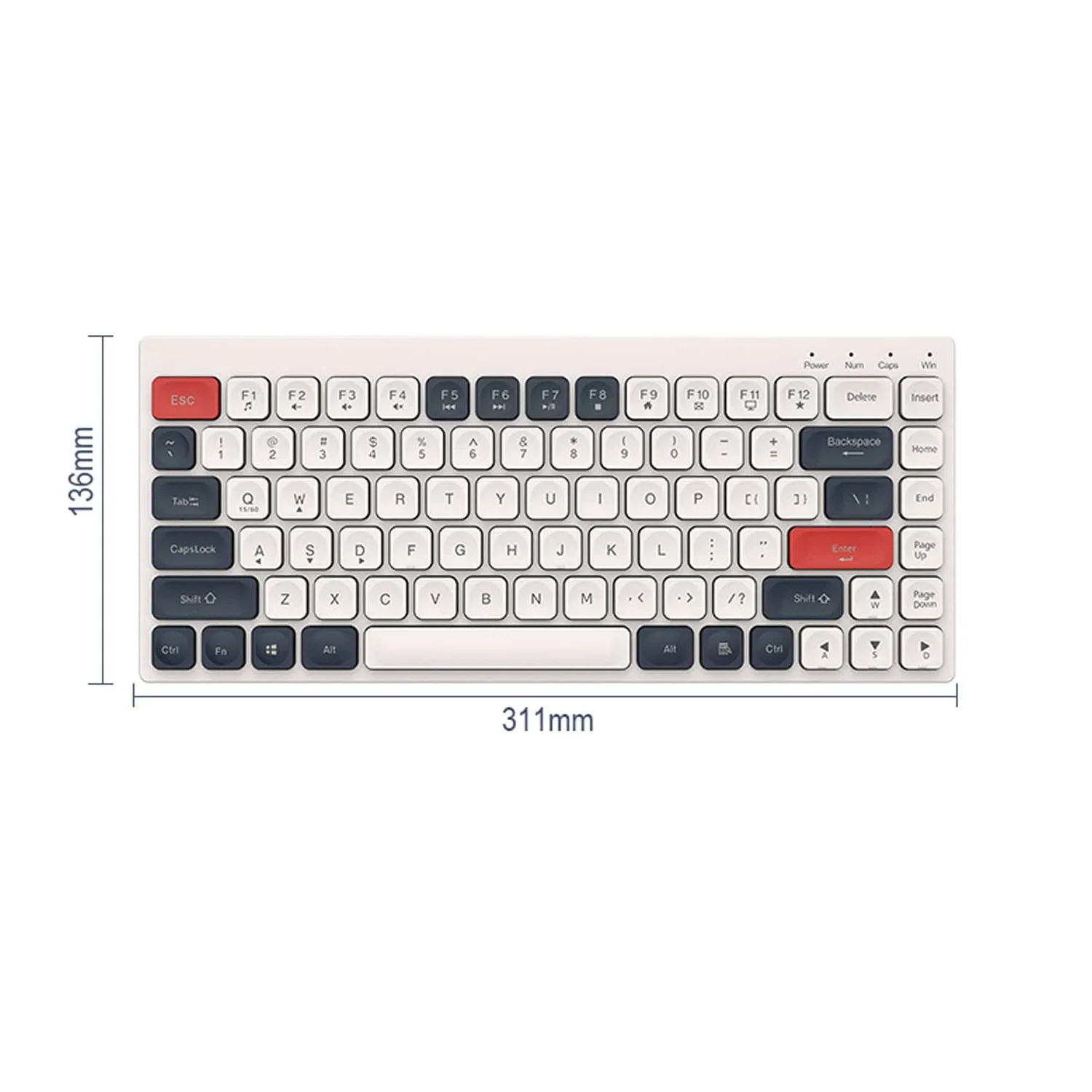Timebox Tastatură slim wireless alb albastru low-profile