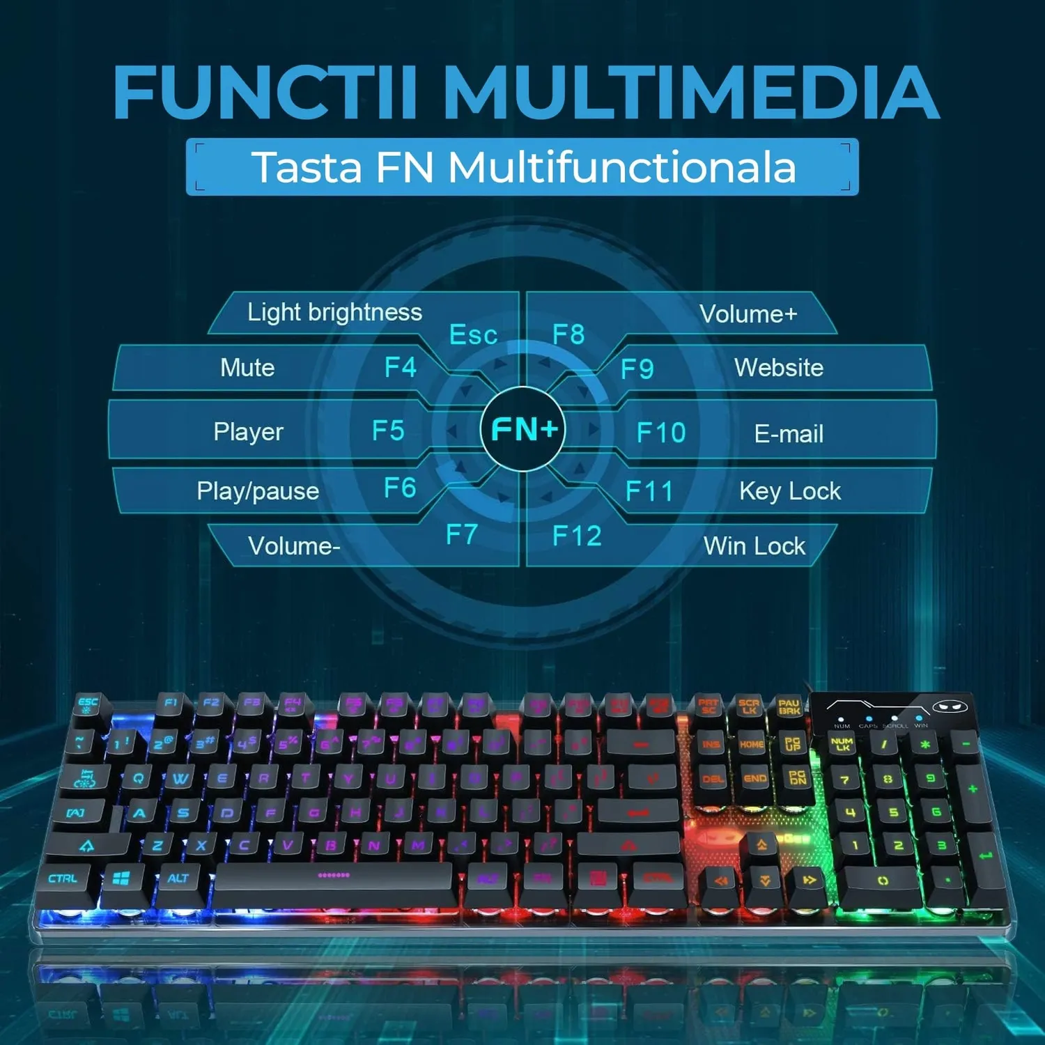 Timebox kit tastatură mouse gaming RGB 104 negru silențios