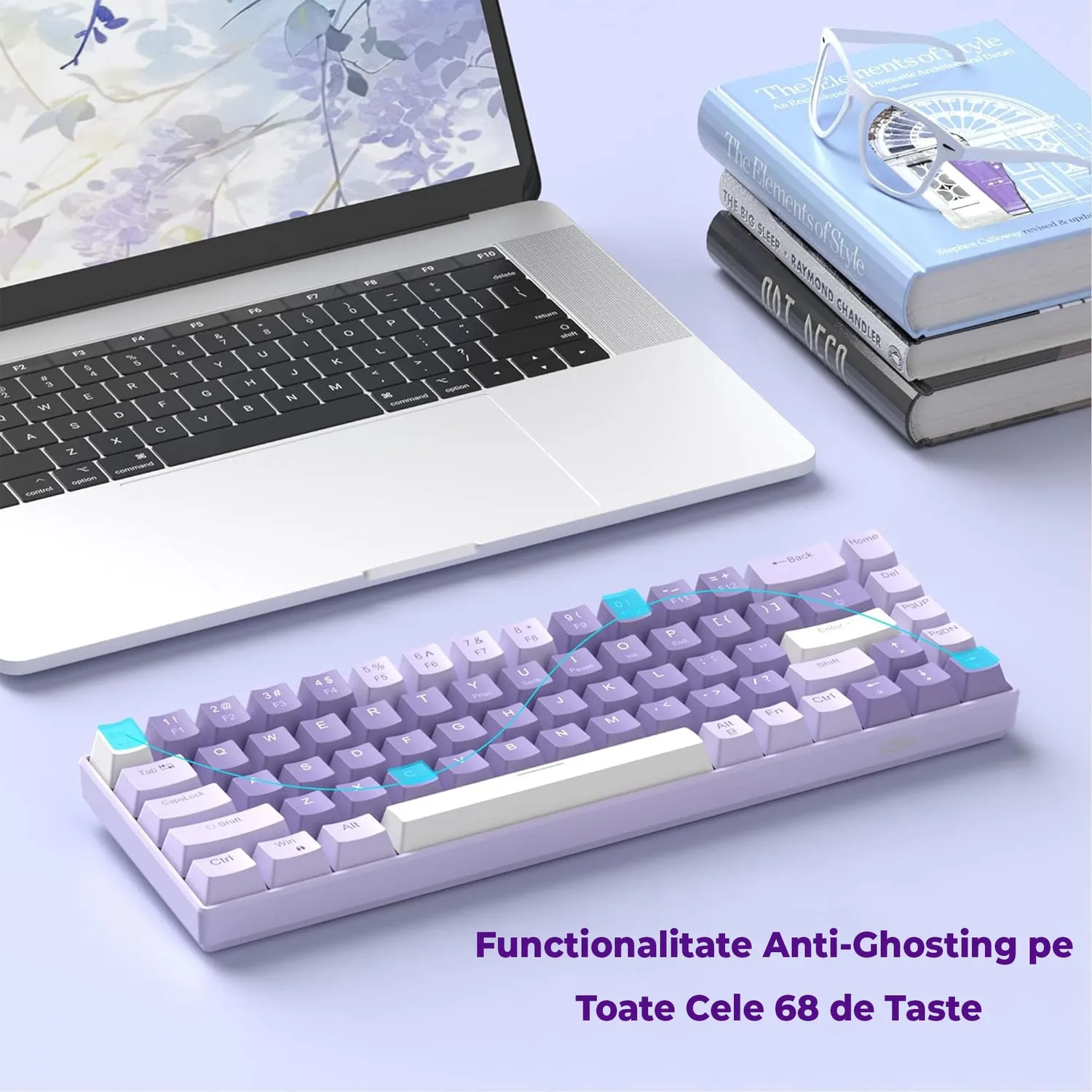 Tastatura gaming Timebox 60% Violet Switch mov