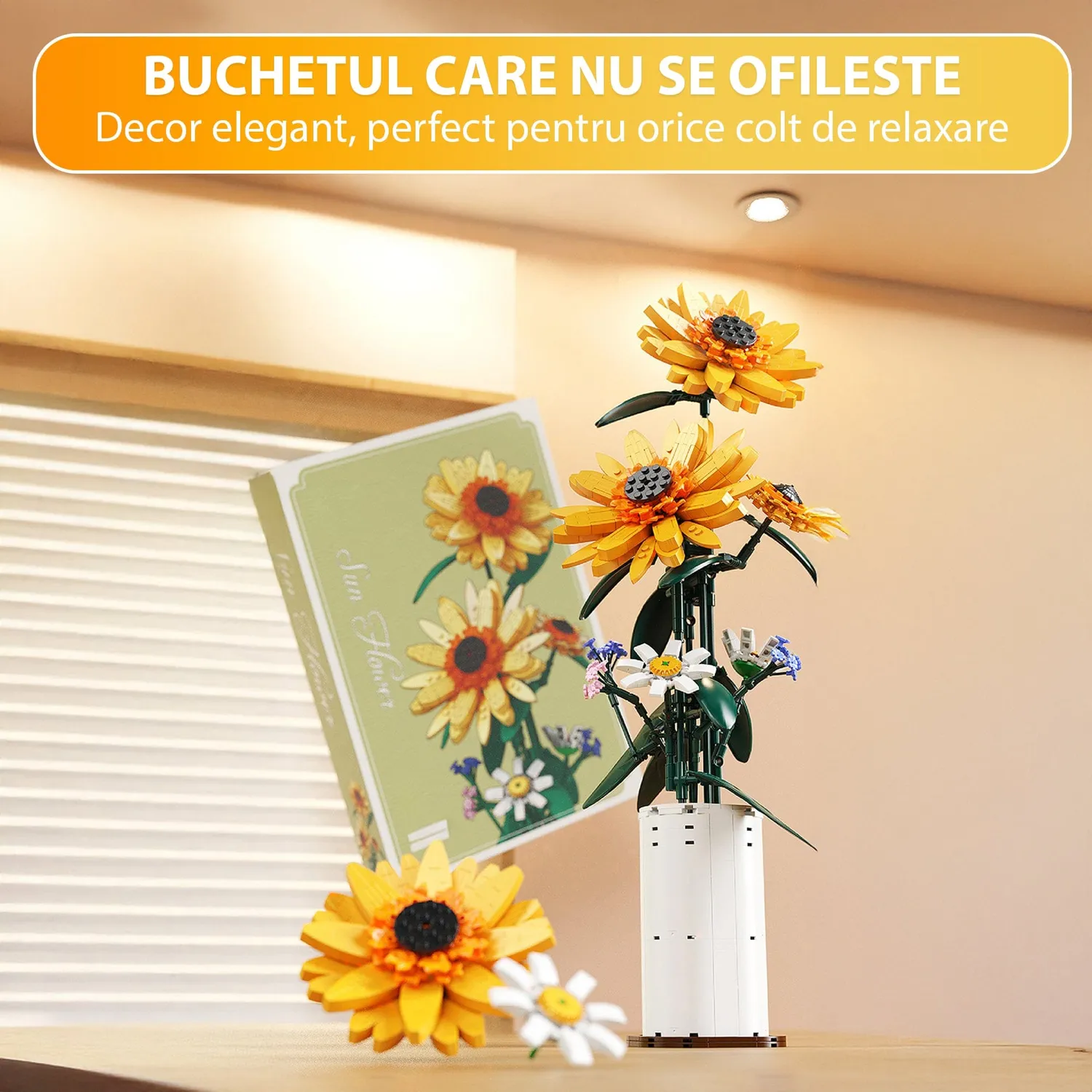 Timebox Floarea Soarelui set constructie 821 piese galben