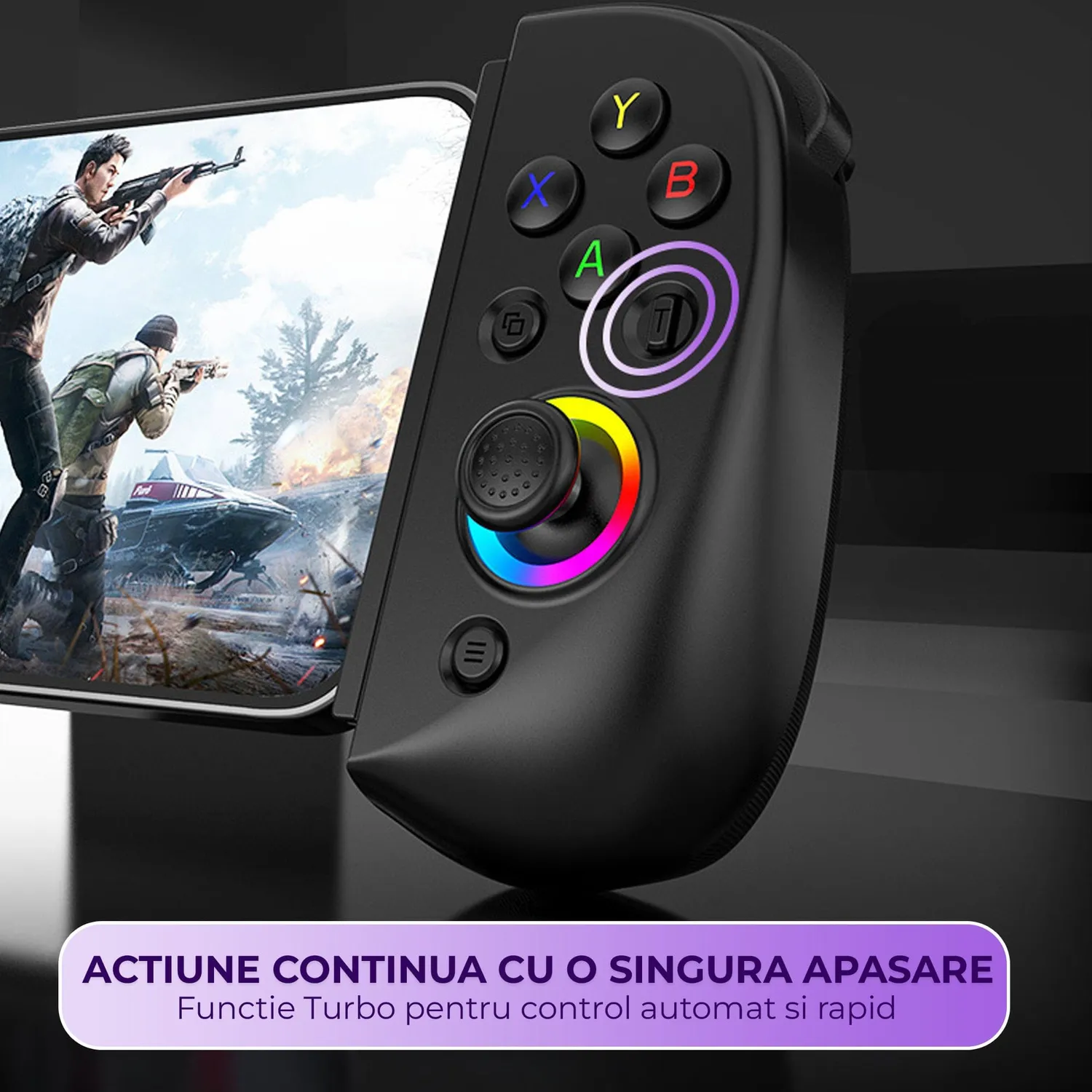 Timebox gamepad wireless Hall Bluetooth 5.0 RGB negru