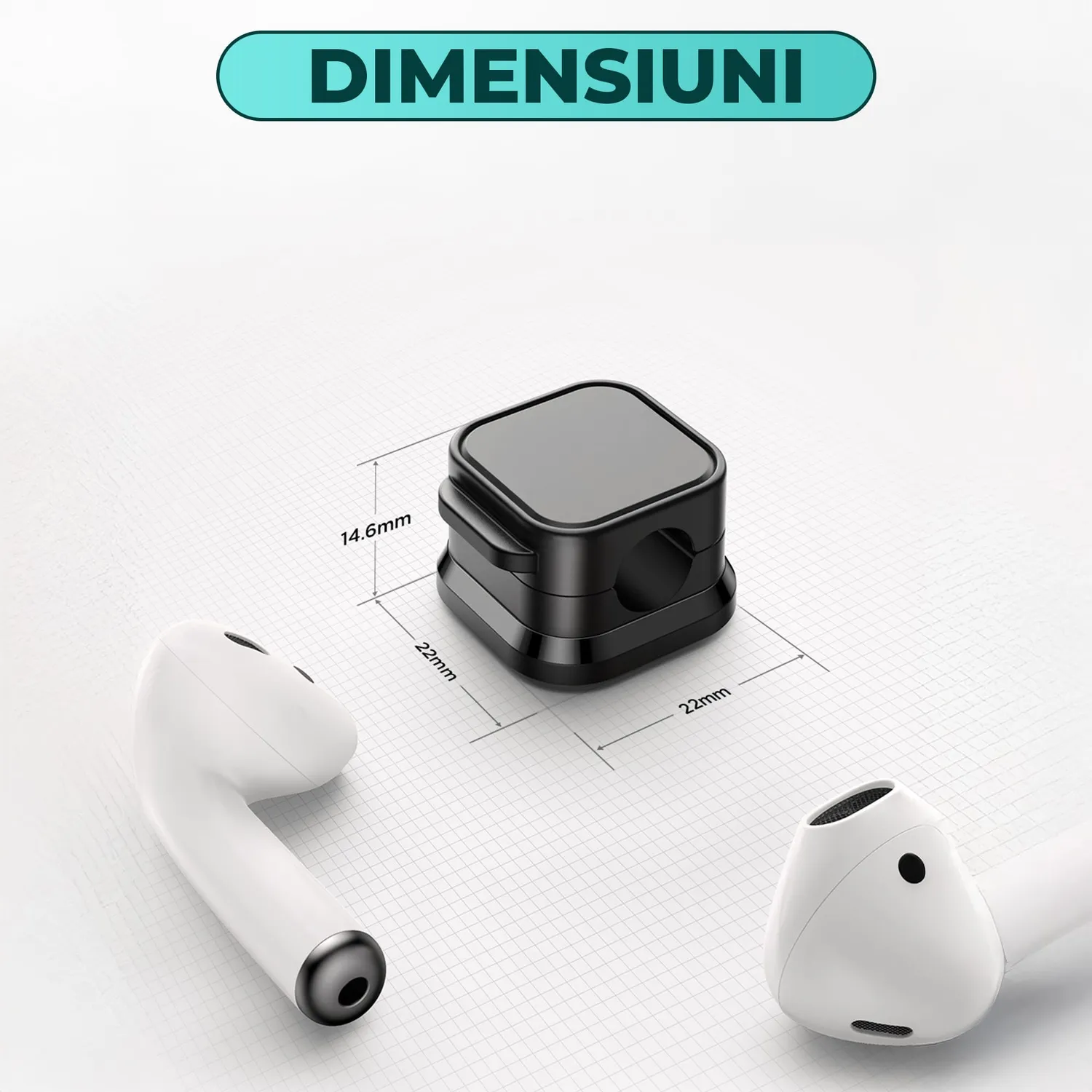 Timebox set 6 clipuri magnetice cablu negre 7,5mm