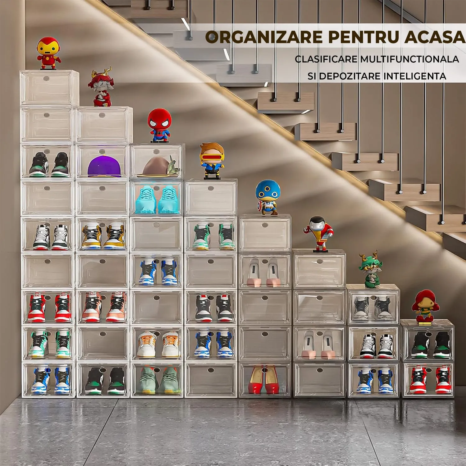 Cutii Timebox set 6 organizator pantofi plastic transparent