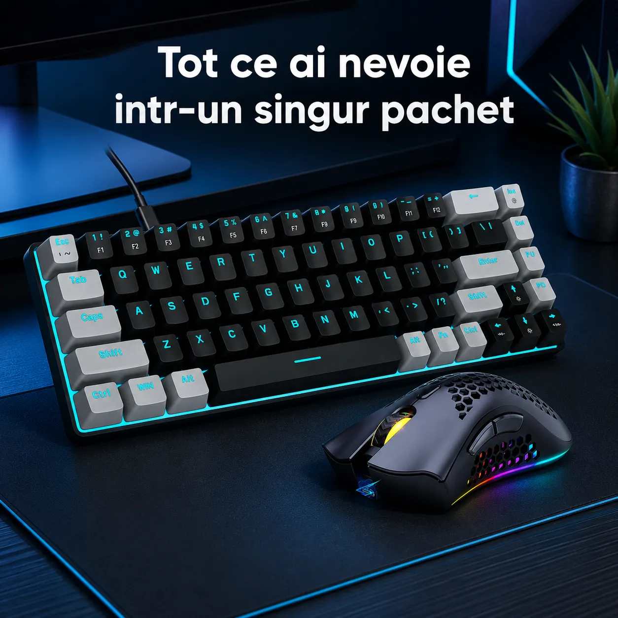 Timebox 60% pachet gaming Red Switch 68 taste negru