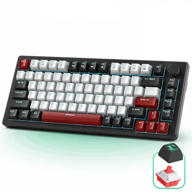 Timebox tastatura mecanica gaming 75% Red Switch LED 83 negru