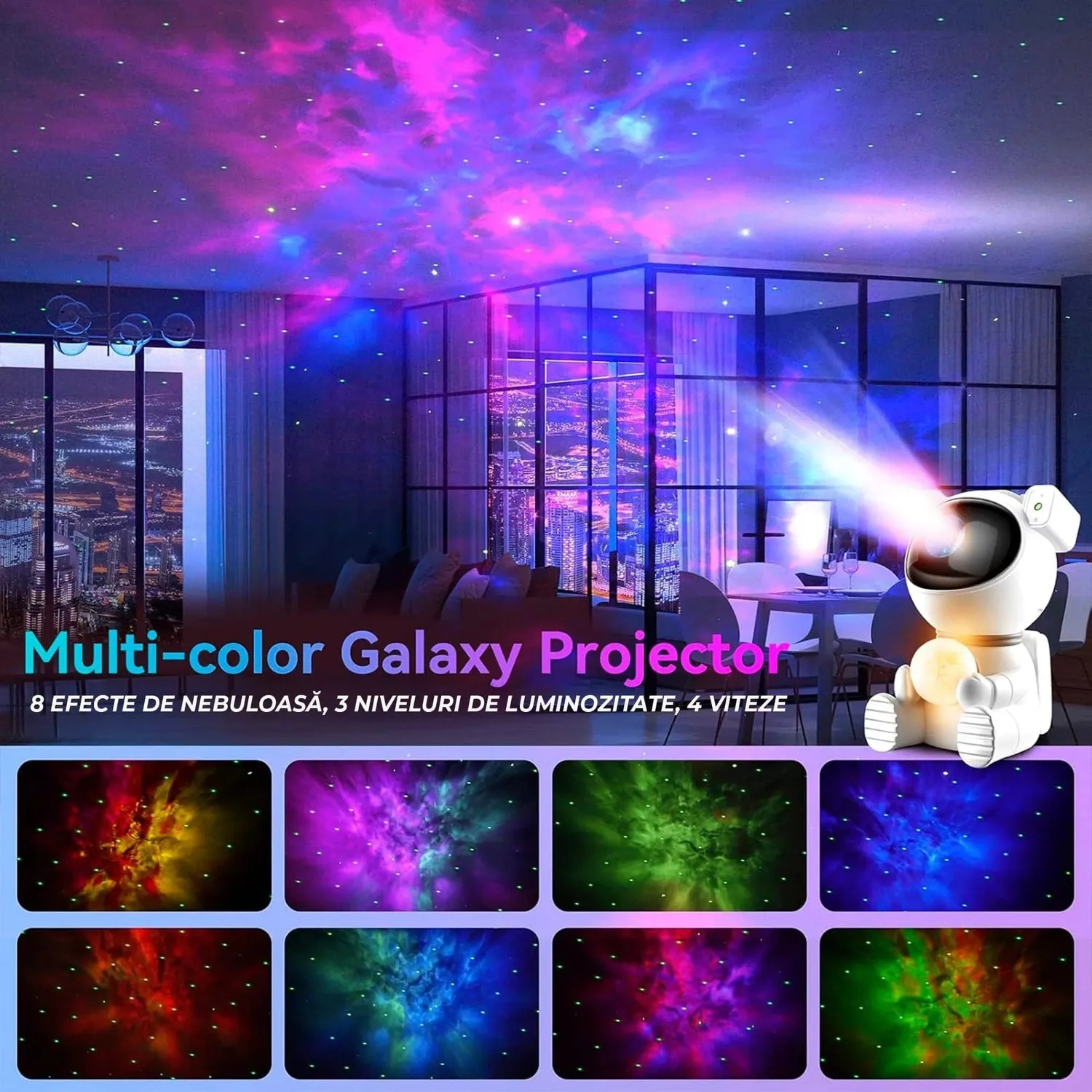 Timebox Astronaut Vulcan set lampa proiector + difuzor alb RGB