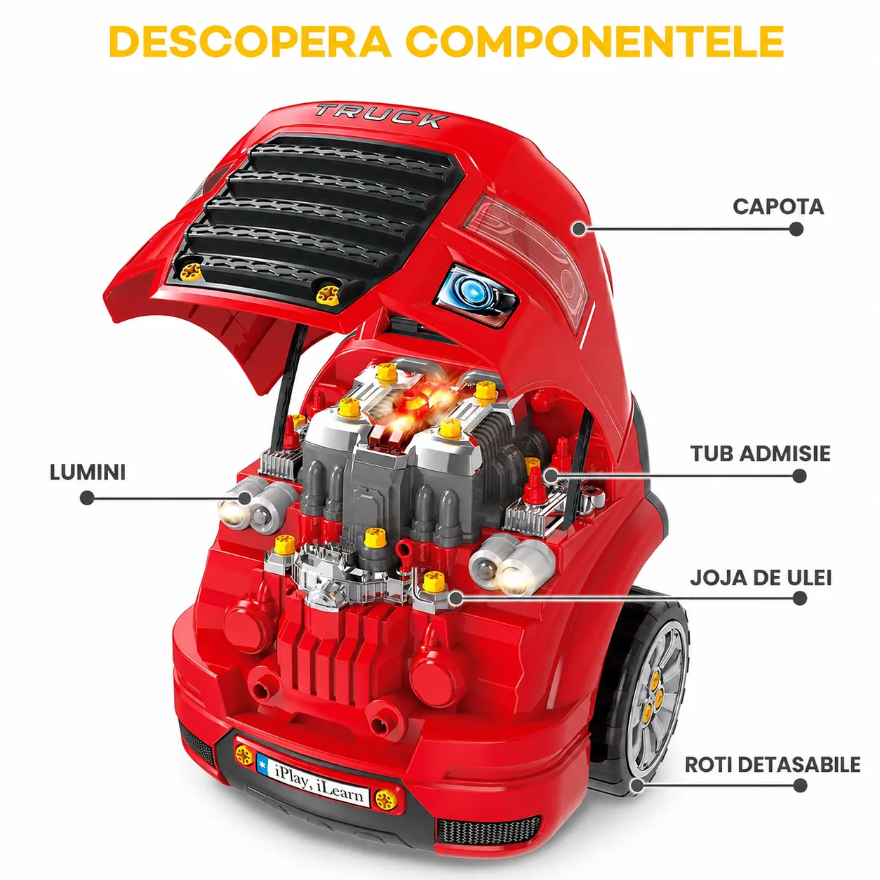 Timebox Motor Camion jucarie mecanic auto 8 ani cu lumini