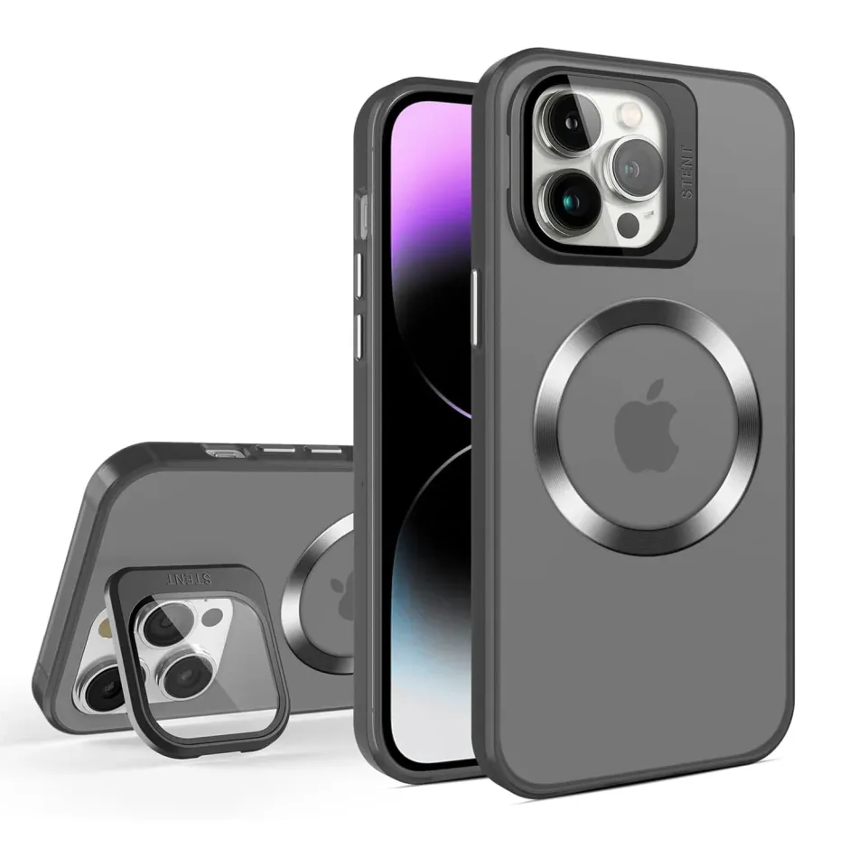 Husa Timebox iPhone 15 Pro Max MagSafe neagra cu suport