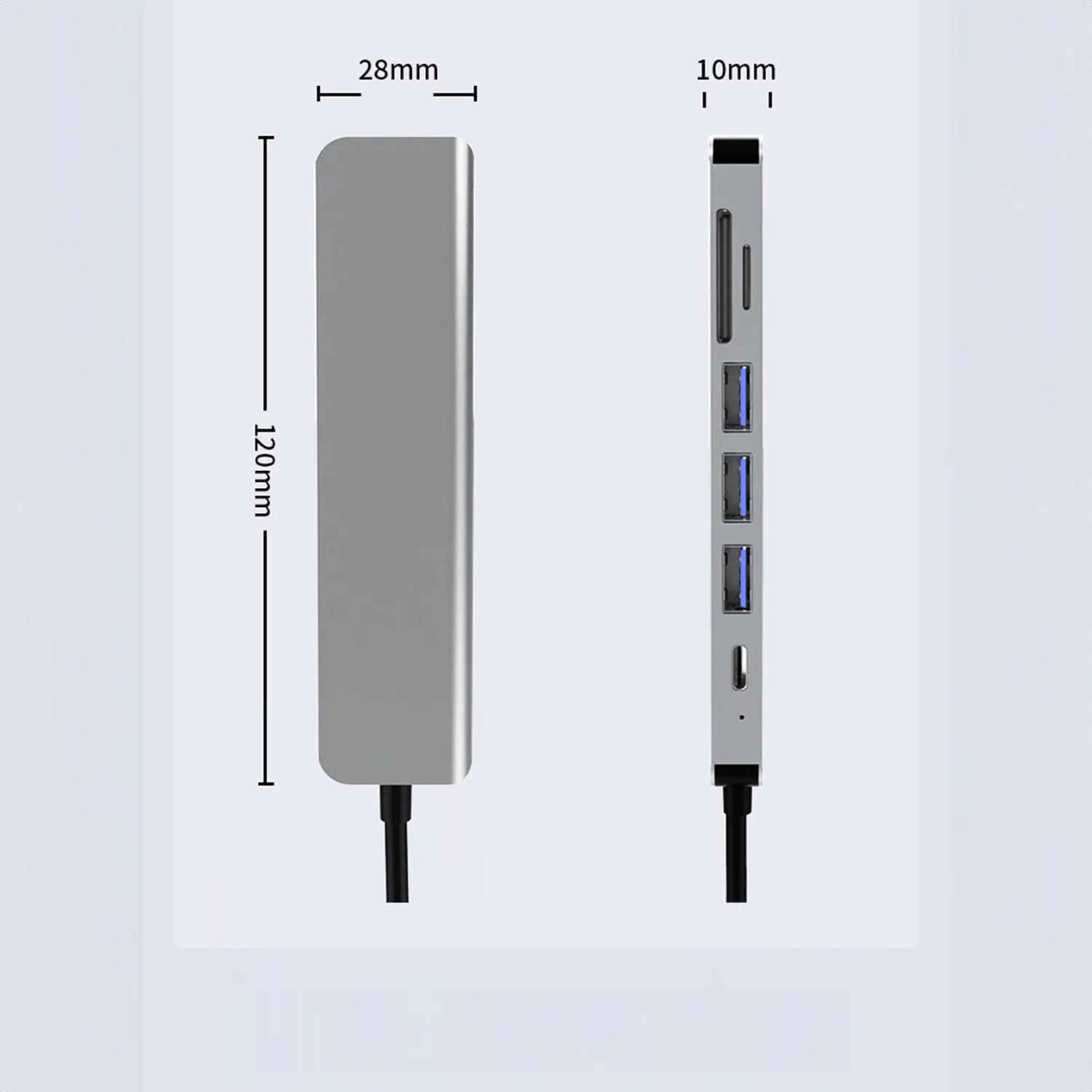 Timebox Hub USB 7 în 1 Type-C argintiu cu HDMI 4K