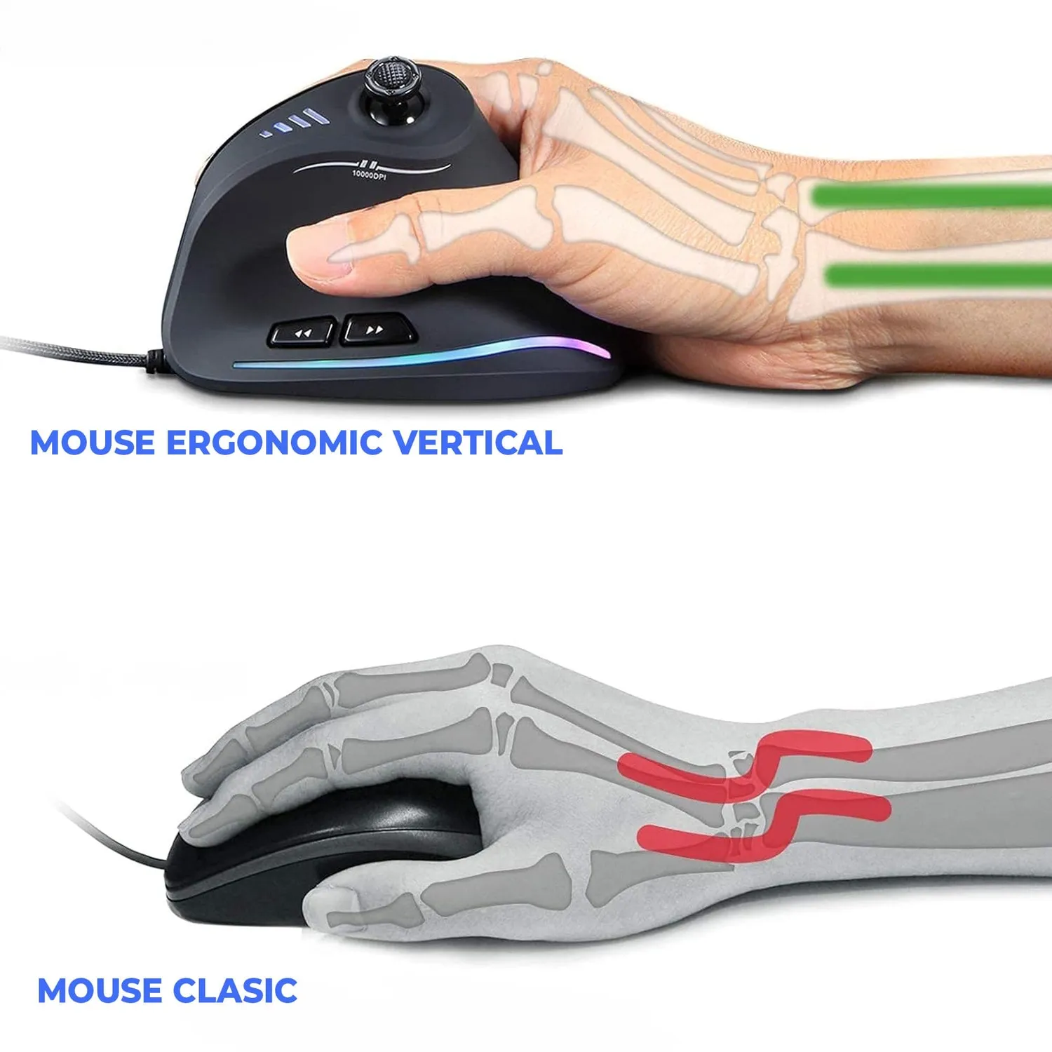 Timebox Vertical mouse gaming 10000 DPI negru RGB
