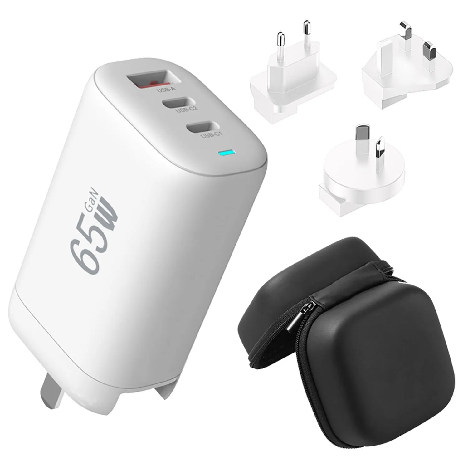 Timebox Încărcător rețea 65W 3 porturi alb încărcare rapidă