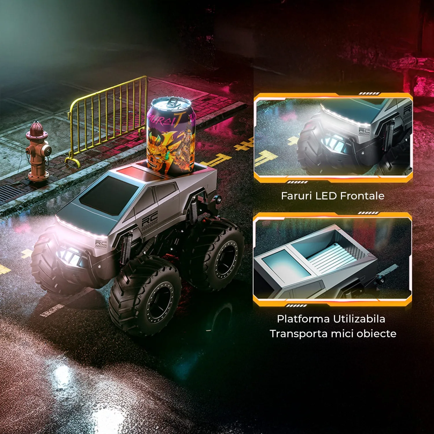 Timebox Cybertruck masina RC 4WD 1:16 off-road gri
