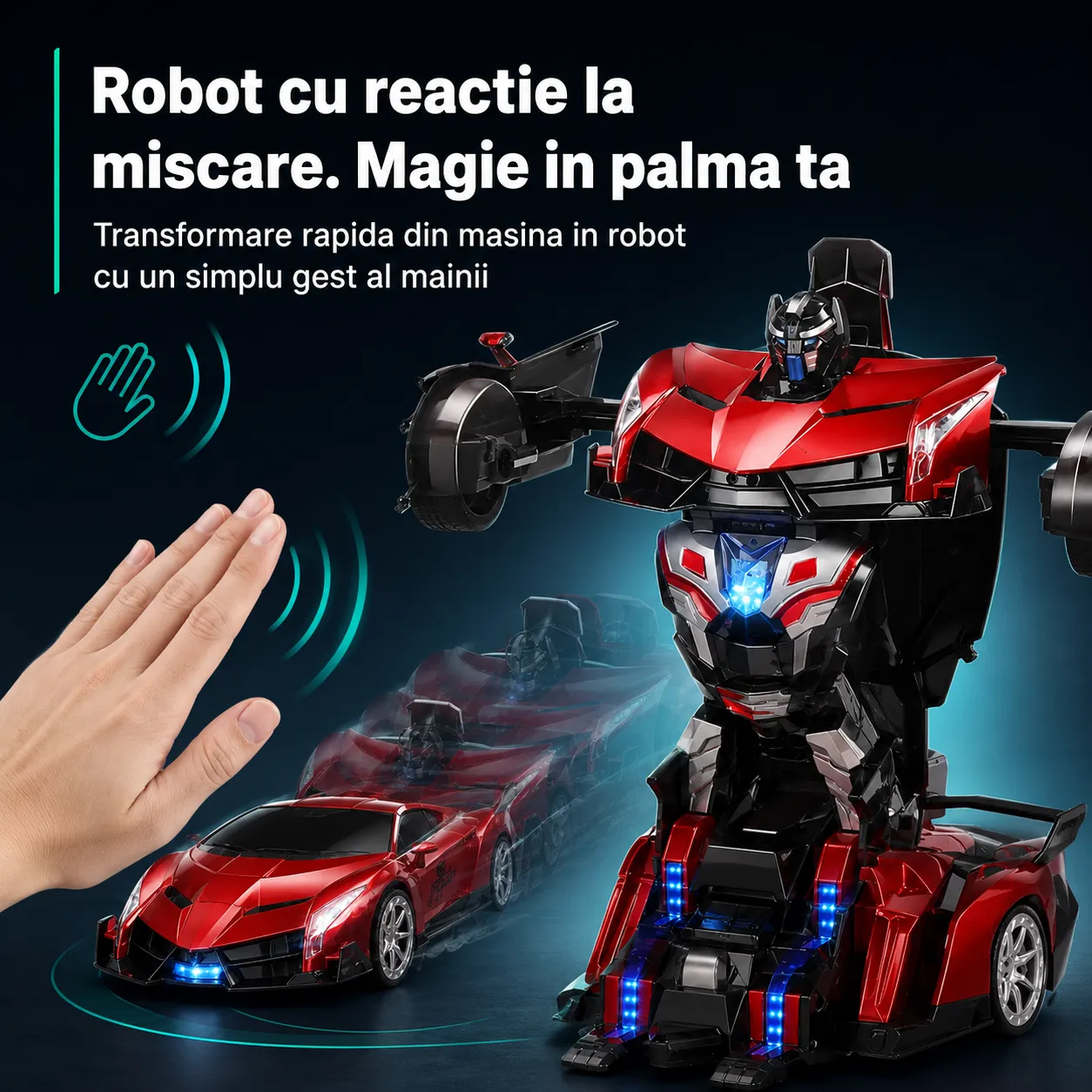 Timebox Robot masinuta transformabila 360 rosu