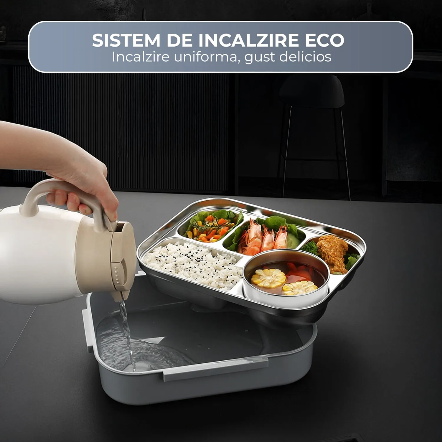 Timebox 316 Inox caserola pranz albastra 2.1L etansa