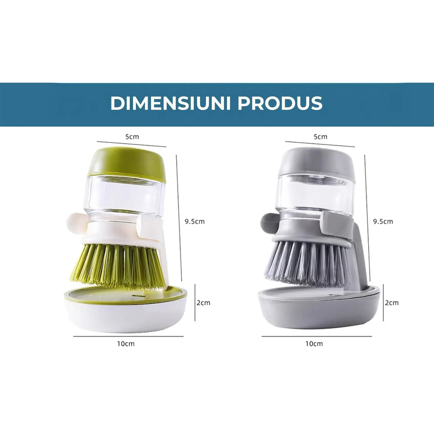 Timebox dispenser detergent gri cu perie dozare automată