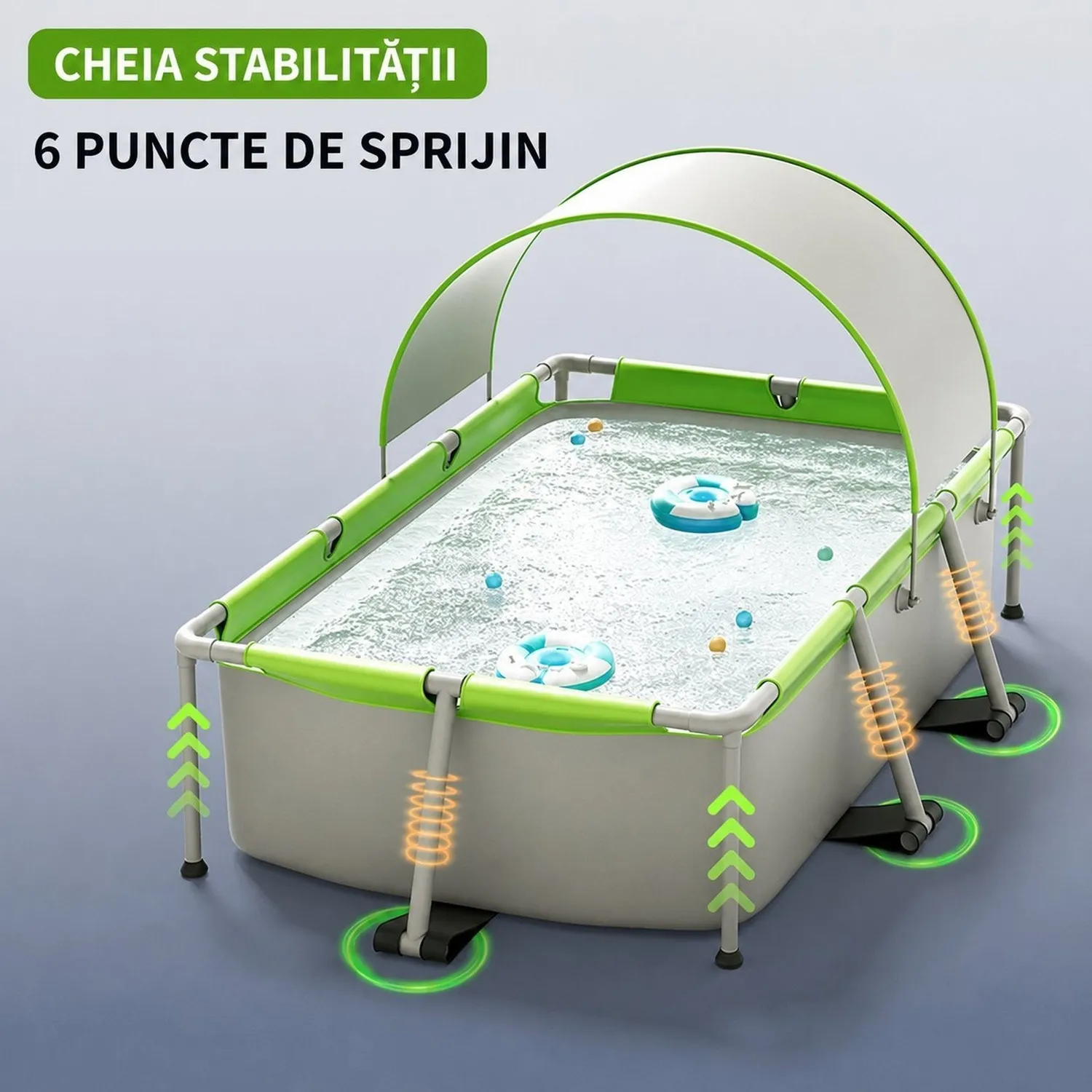 Timebox cadru metalic piscina 190x130x60cm umbrar UV