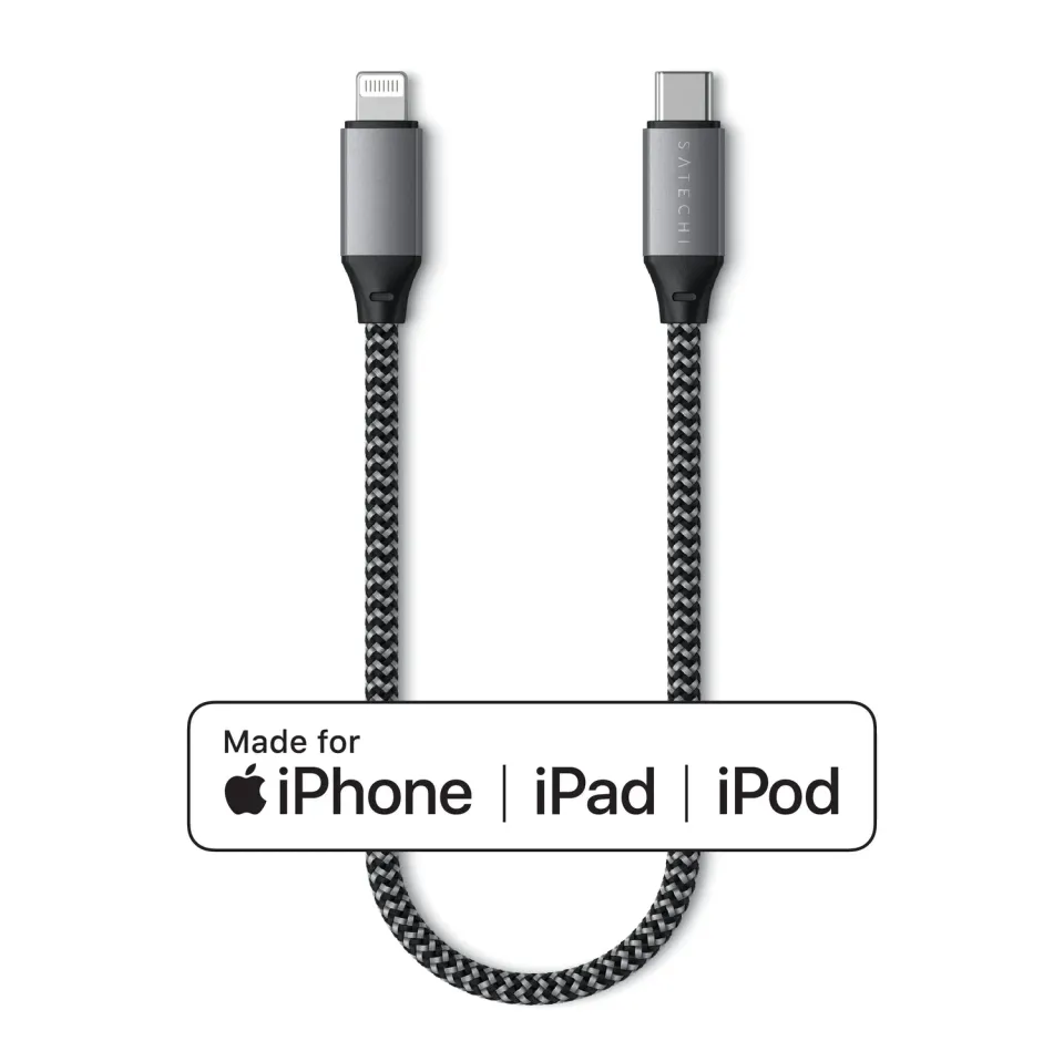 Satechi USB-C la Lightning cablu 25 cm gri incarcare rapida