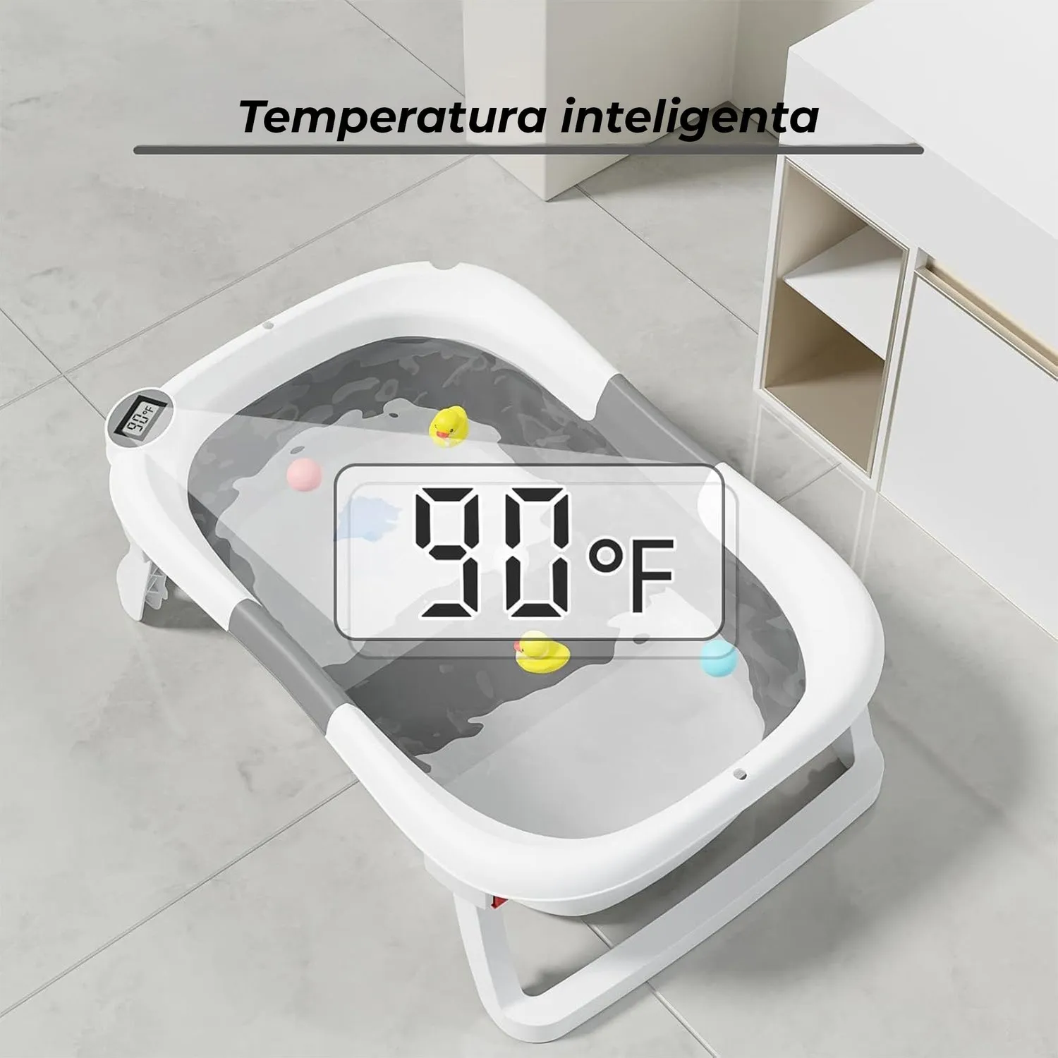 Timebox Cadita Bebe Pliabila alba termometru pernuta