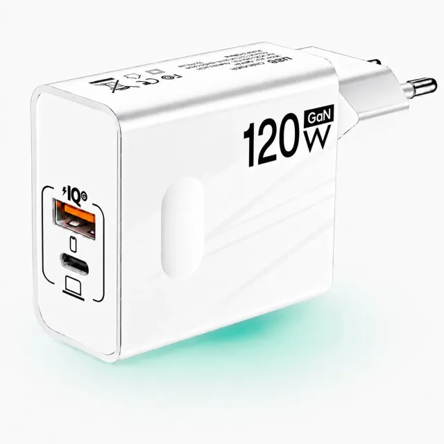 Timebox 120W incarcator retea 2 porturi alb fast charge