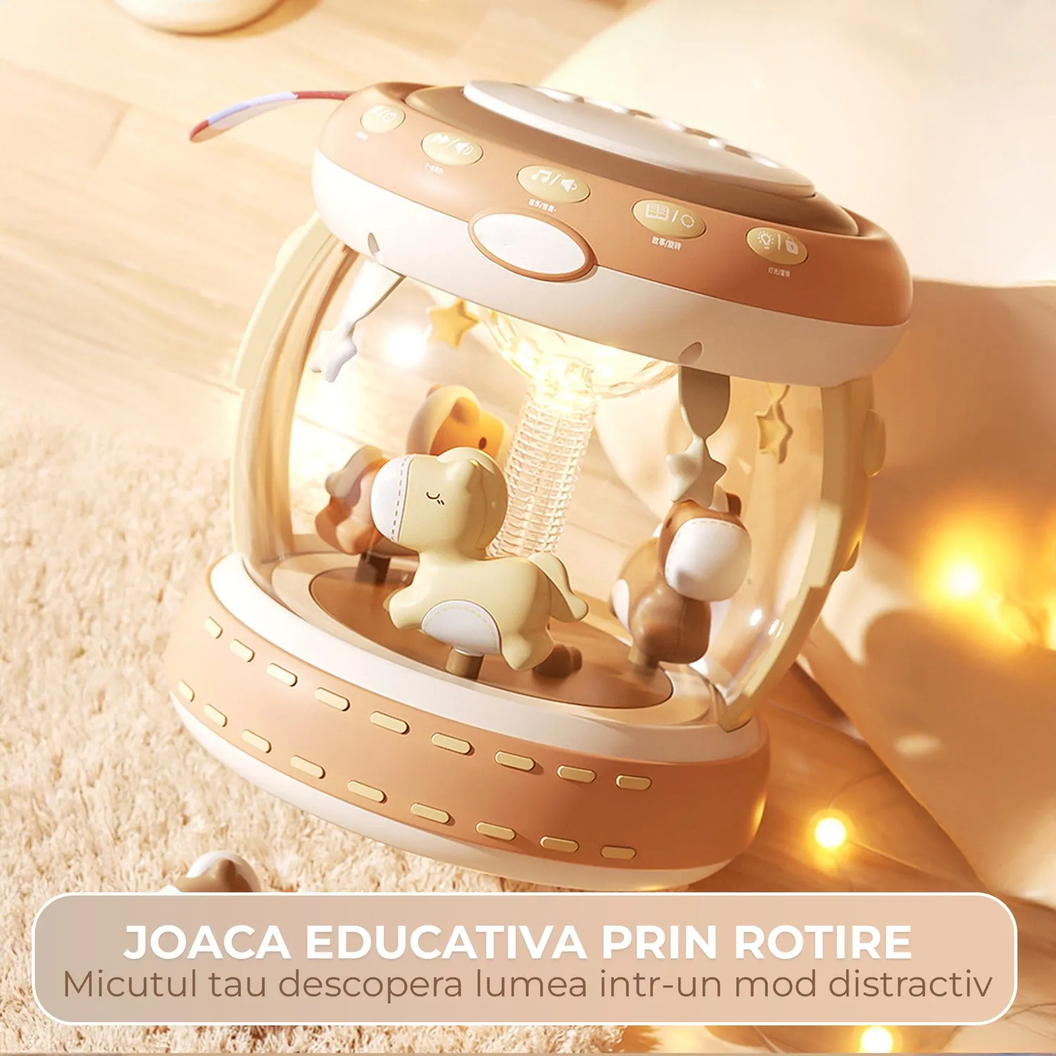Timebox Hand Drum boxă interactivă bebeluși bej cu microfon