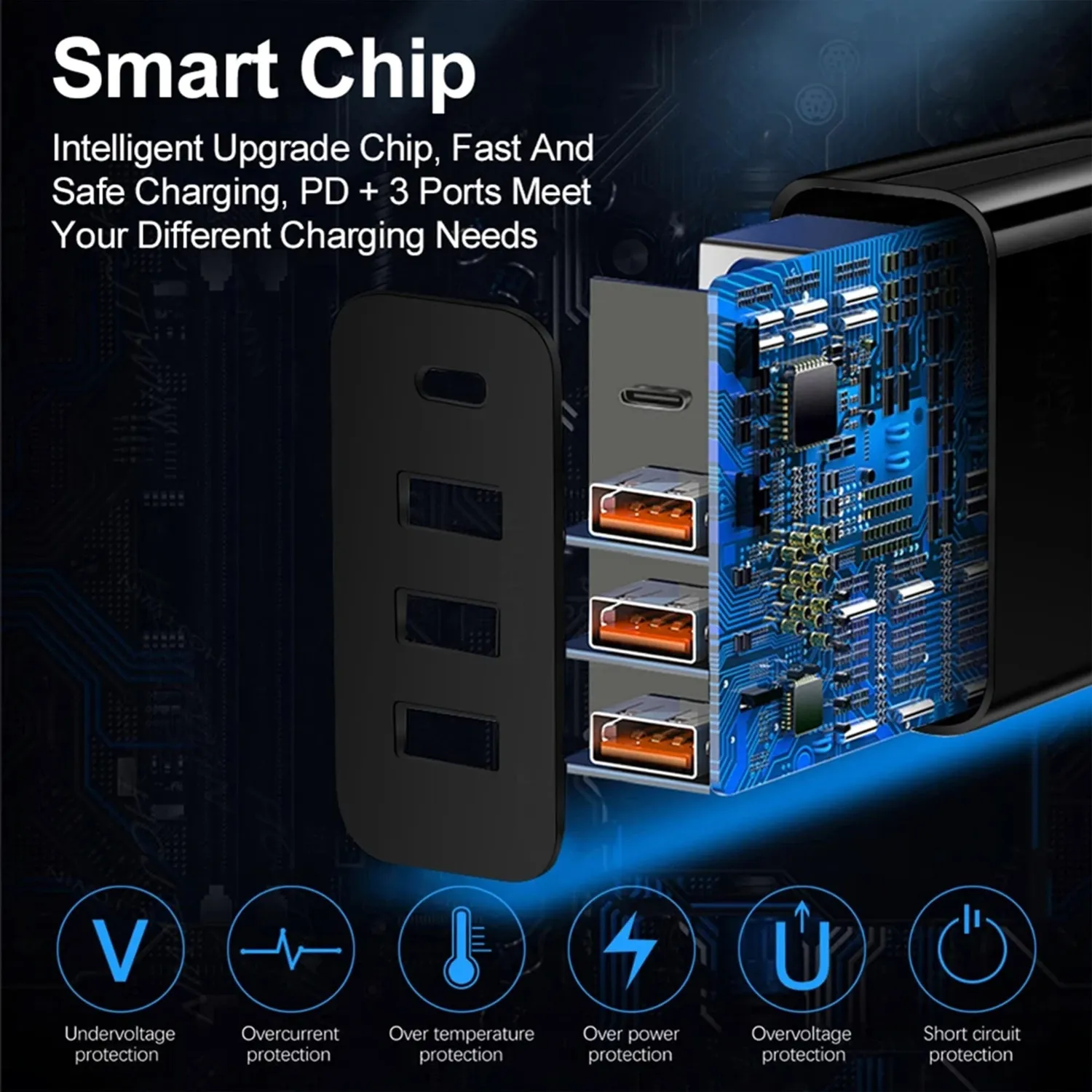 Timebox Incarcator Retea 20W 4 Porturi Quick-Charge Alb