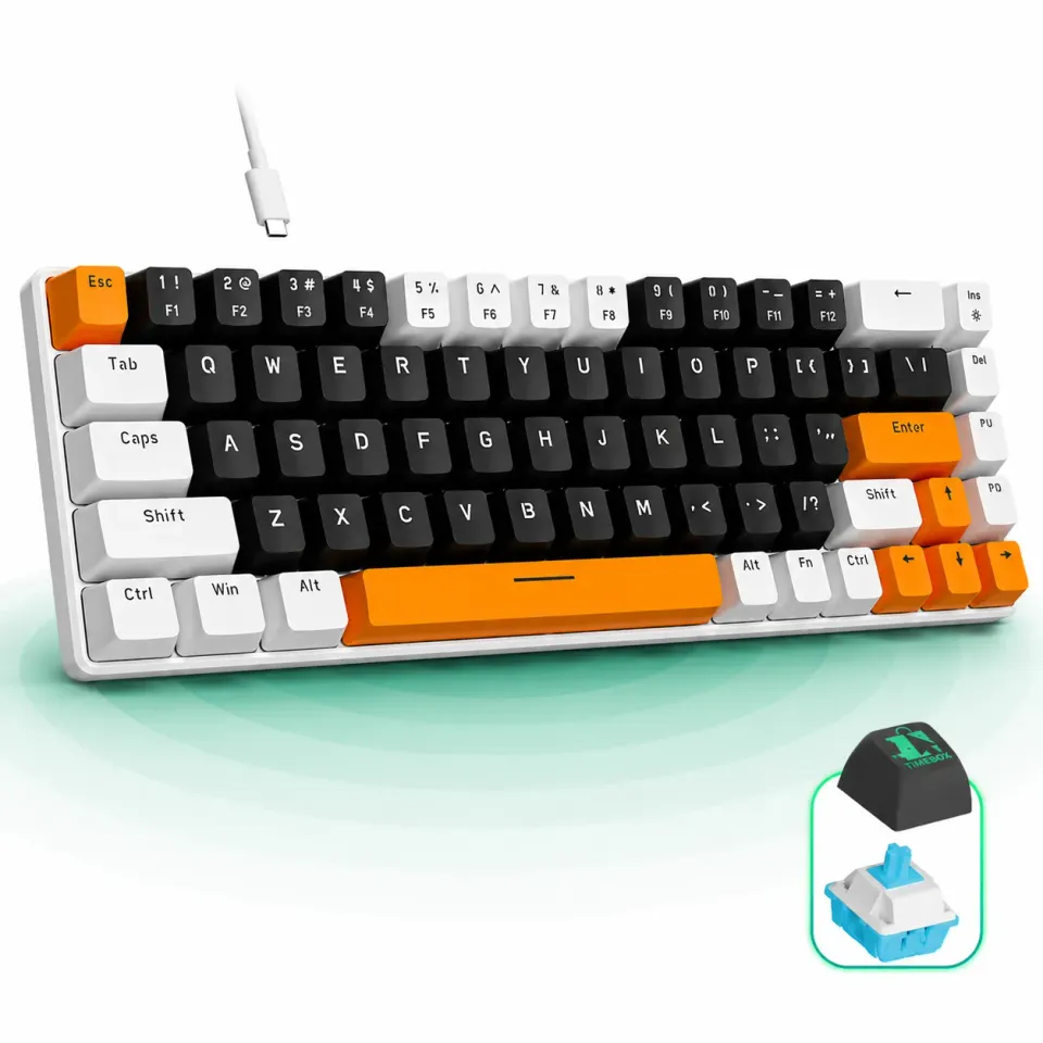 Timebox Tastatura mecanica gaming 60% Blue Switch portocalie