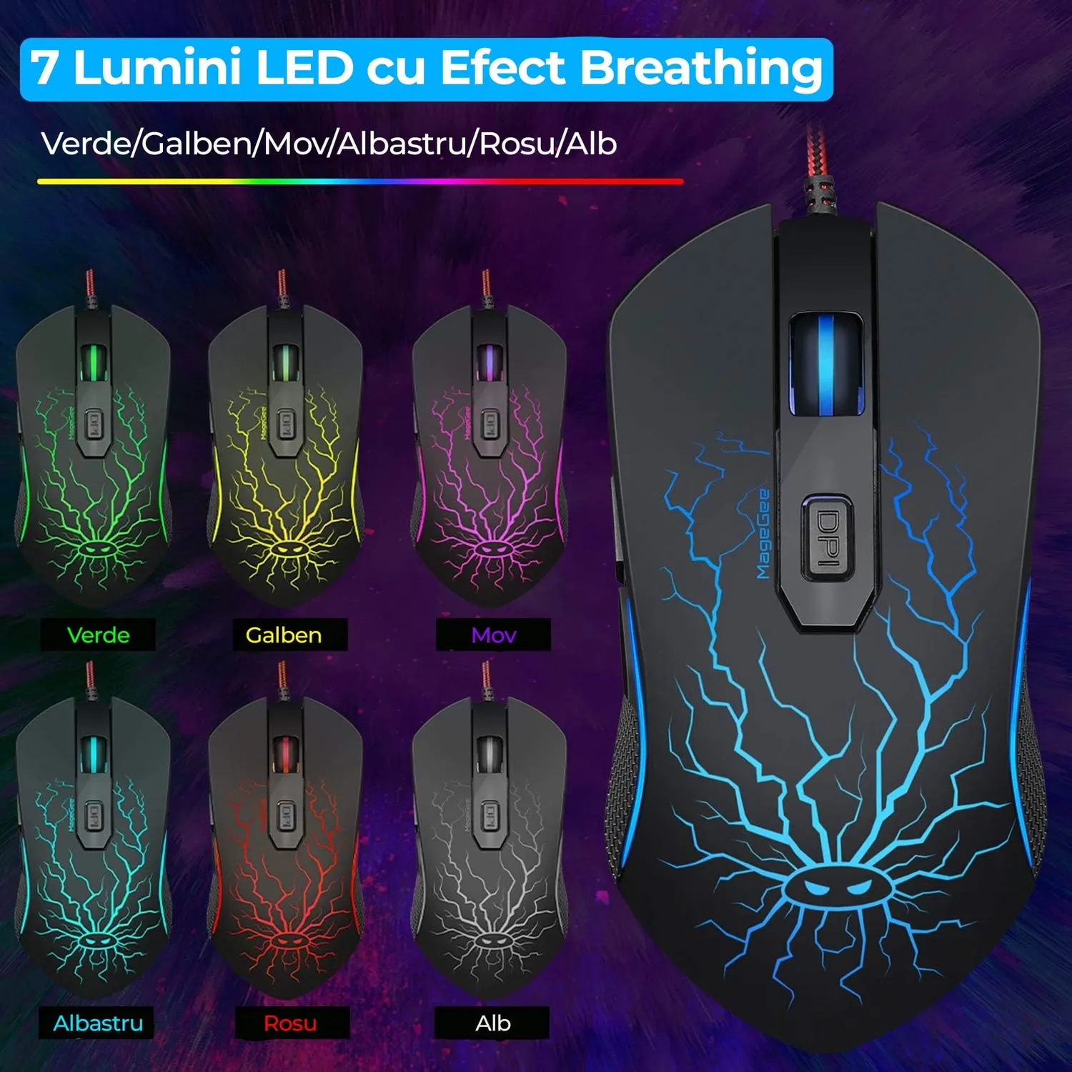 Timebox kit tastatură mouse gaming RGB 104 negru silențios