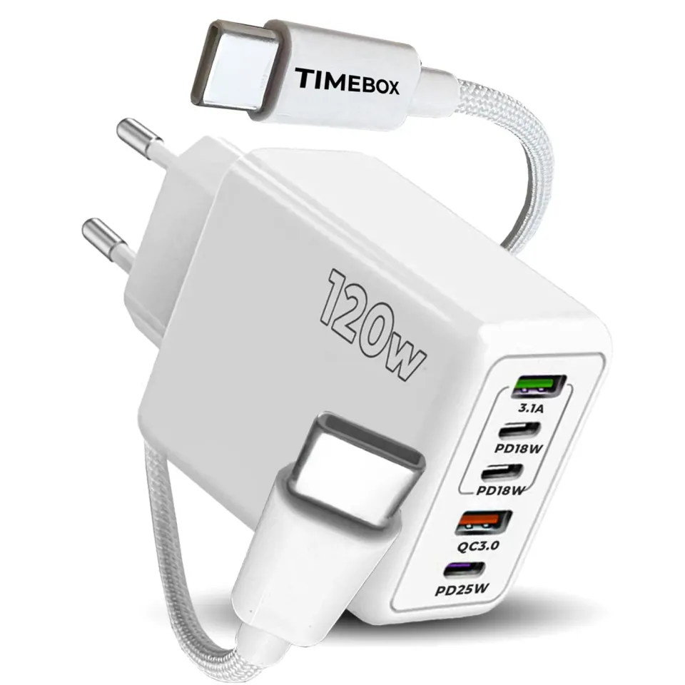 Incarcator retea Timebox 120W 5 porturi alb fast charge