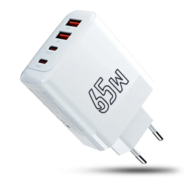 Timebox Încărcător Rețea 65W 4 Porturi Alb Fast Charge