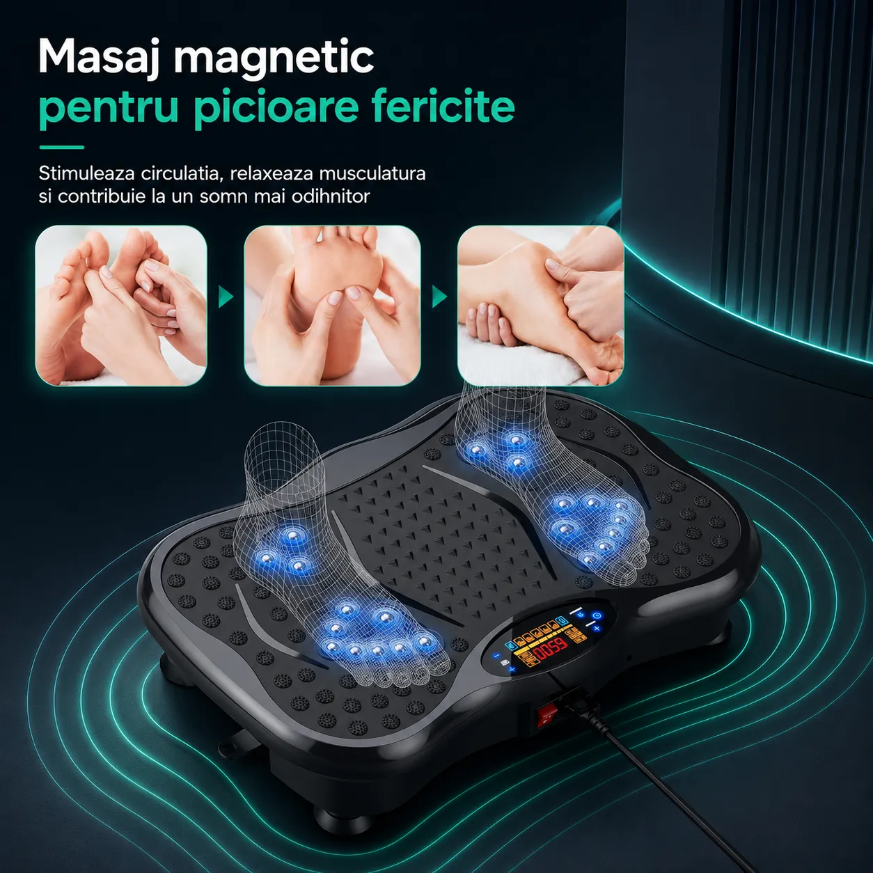 Timebox Fitness aparat vibromasaj negru magnetic 150kg