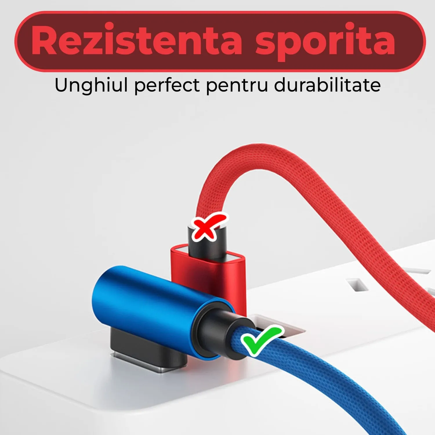 Timebox USB la Type-C cablu rosu 1m 90 grade fast charge