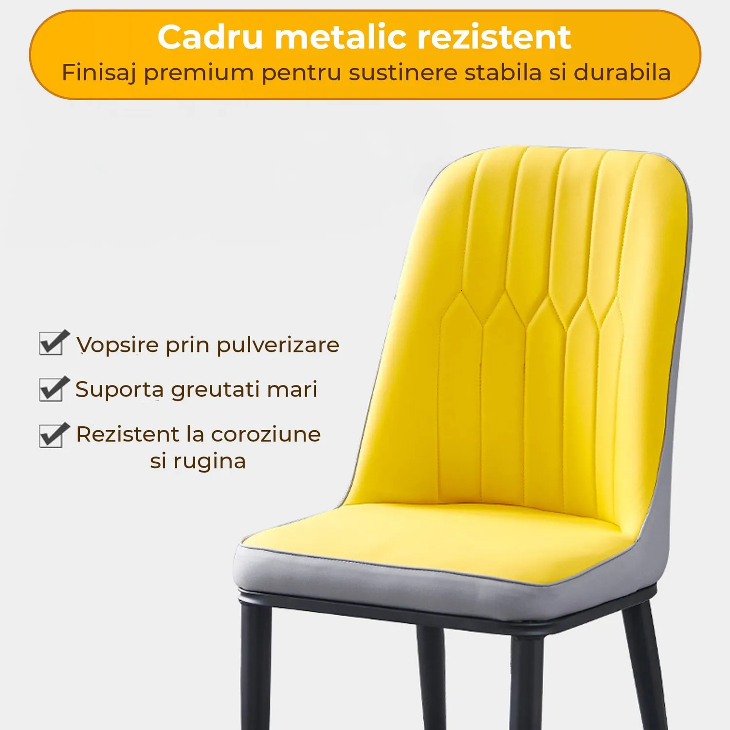 Timebox Dining scaun bucătărie Galben piele ecologică