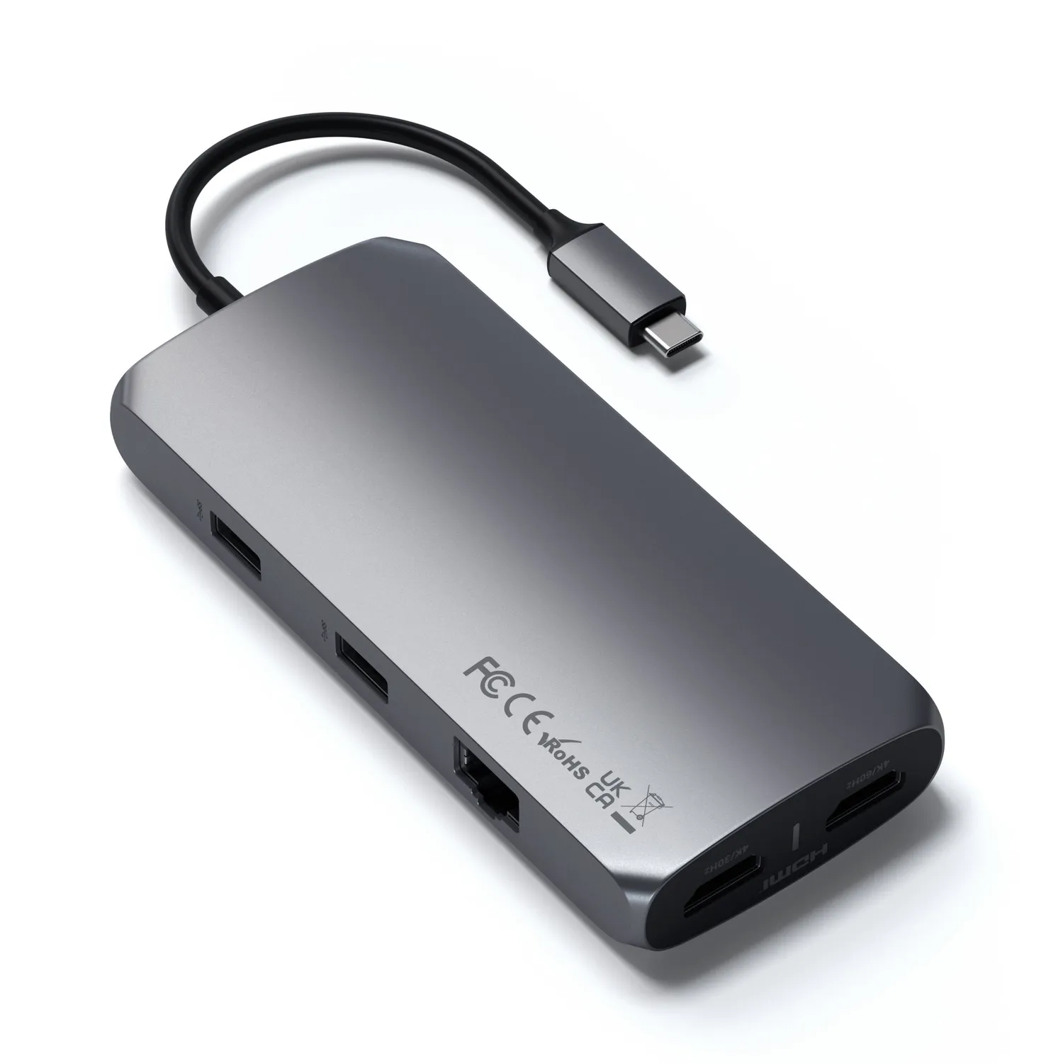 Satechi Multiport MX USB-C hub dual HDMI 4K gri