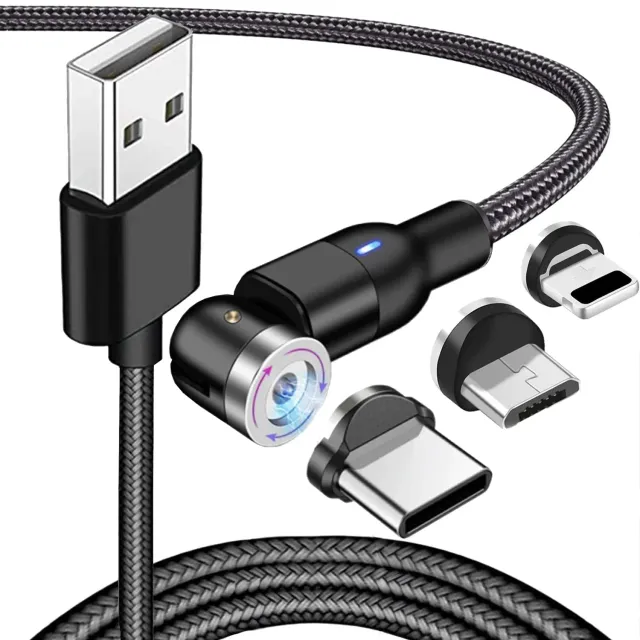 Cablu Timebox 3 in 1 magnetic 1m negru fast charge