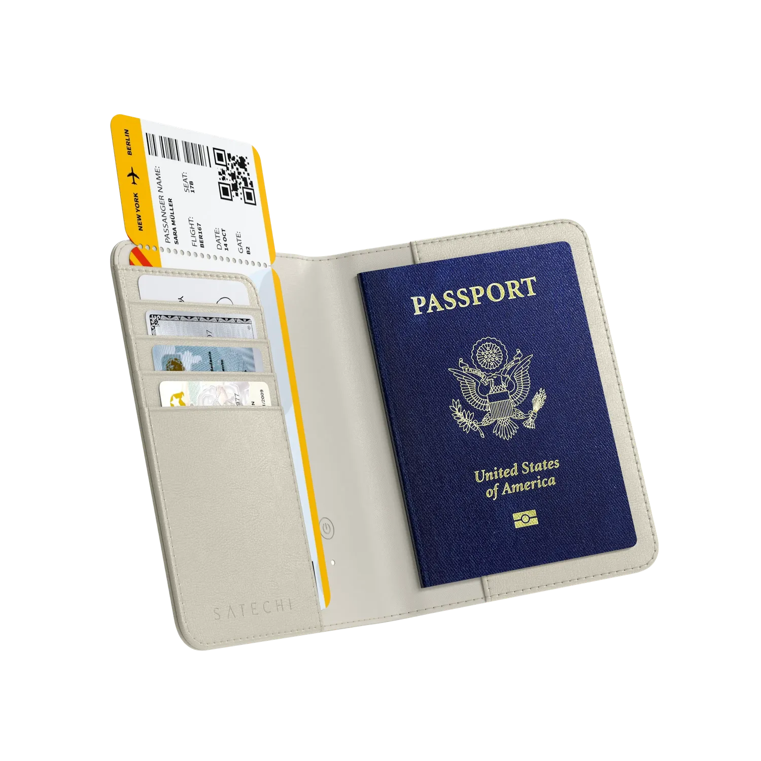 Satechi FindAll husa pasaport piele vegana negru RFID