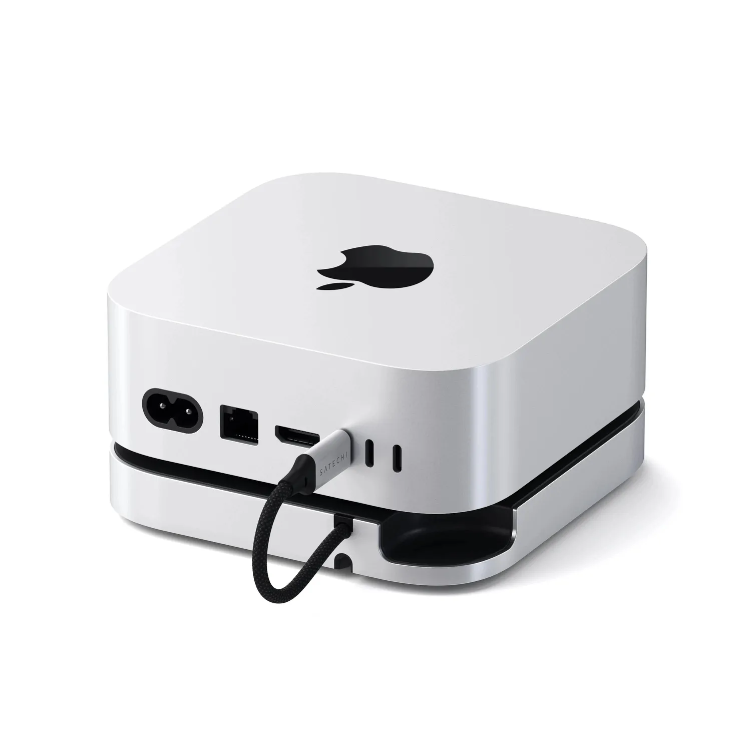 Satechi stand Mac Mini M4 hub SSD USB-A frontal