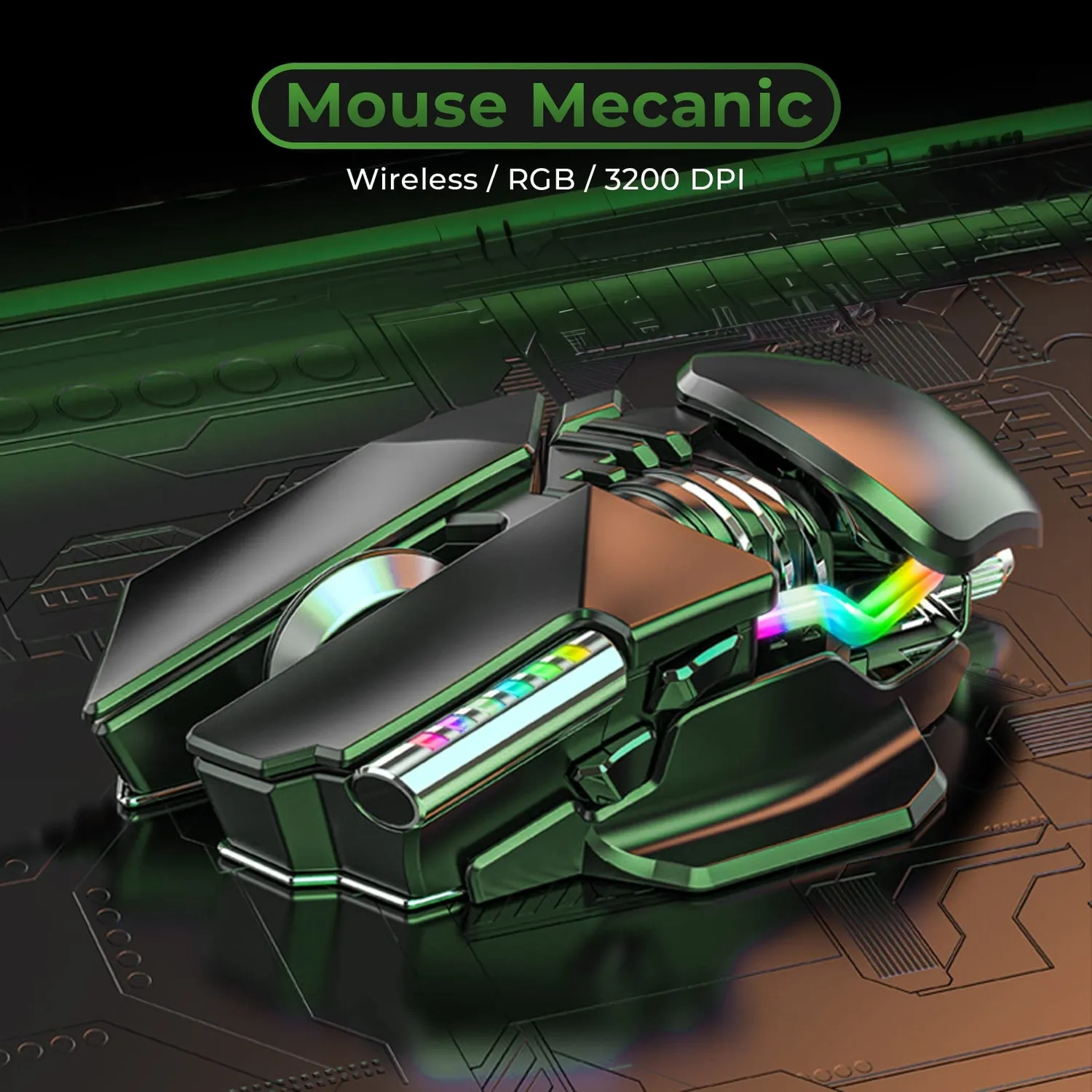 Timebox mouse gaming wireless negru 3200 DPI RGB