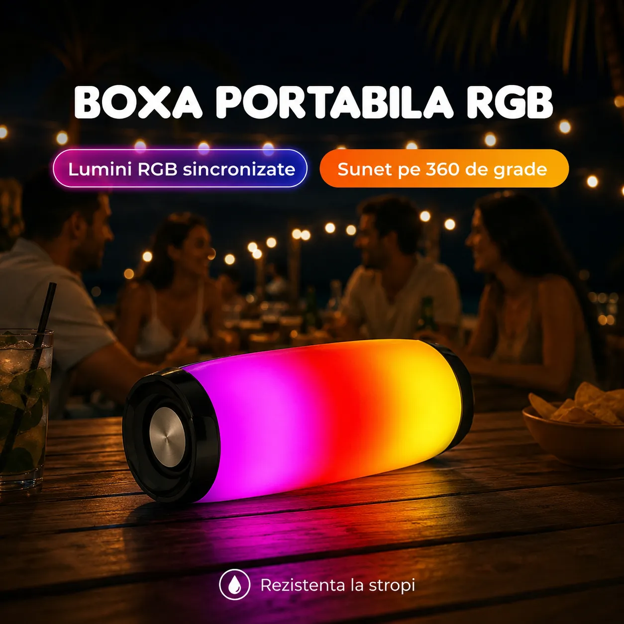 Timebox Boxa Portabila RGB Bluetooth Waterproof 360