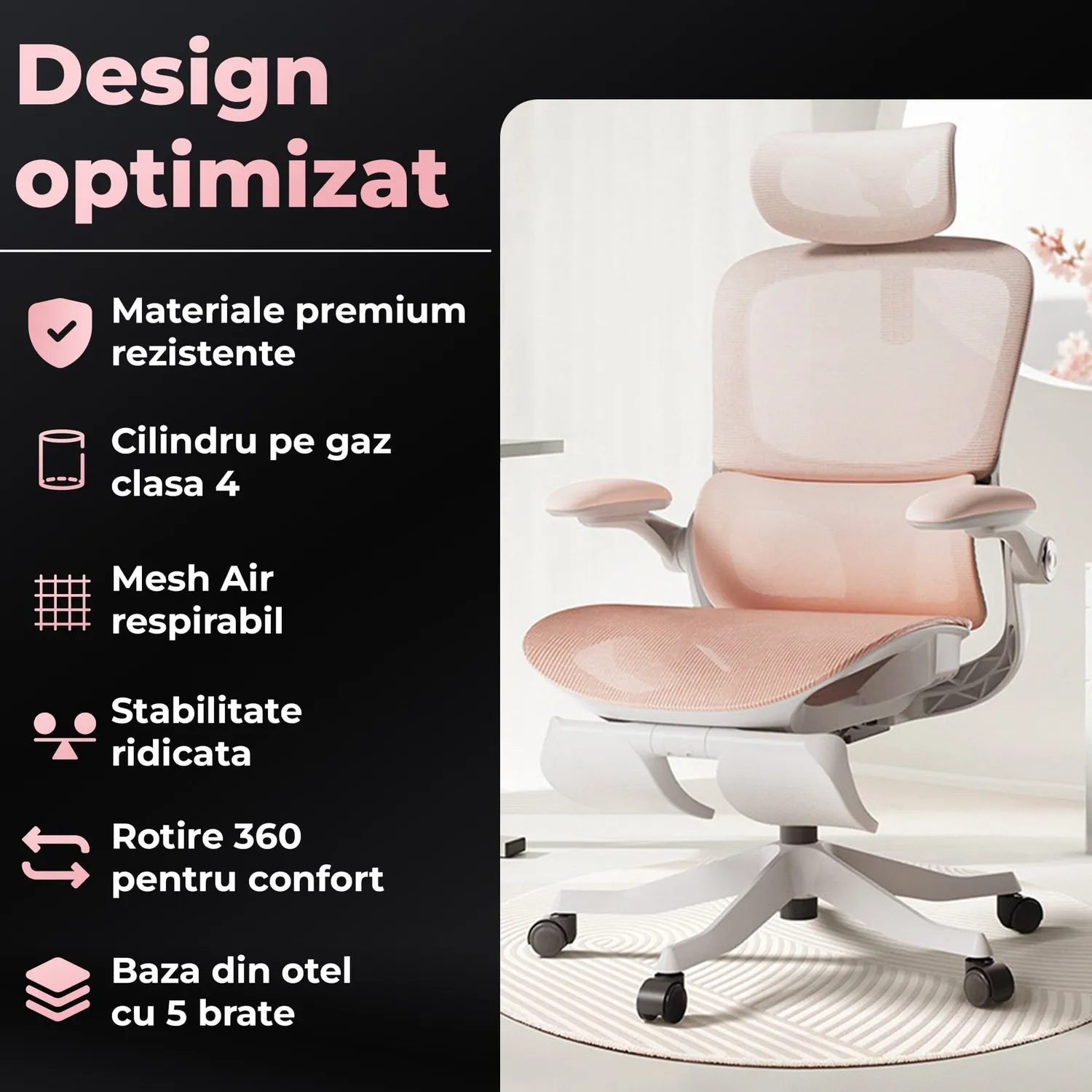 Scaun Timebox P2Pro gaming office roz